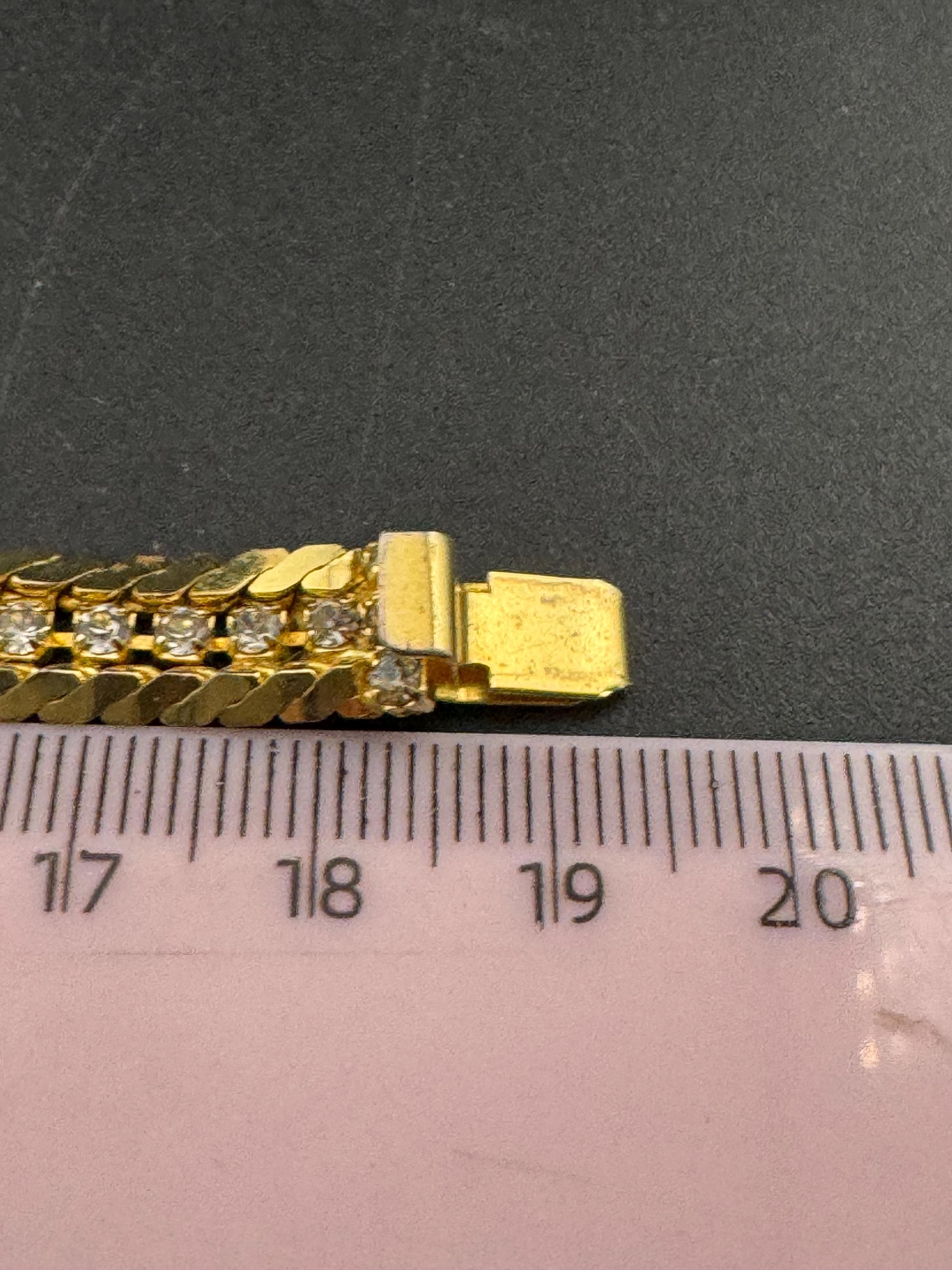 Vintage 1960s Gold Tone Diamanté Bracelet: Rope Edge, Clear Glass Stones