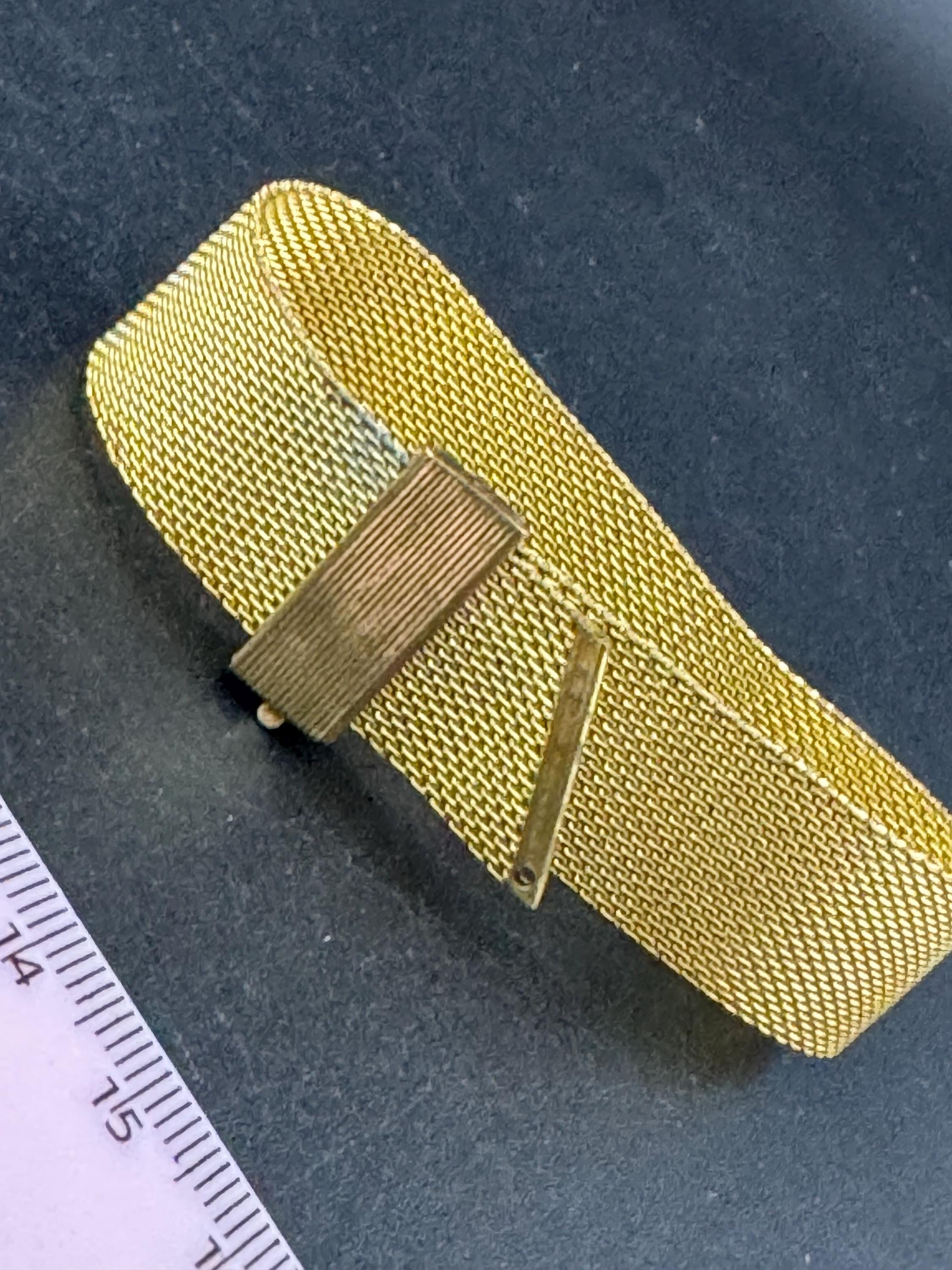 Vintage 1950s gold plated articulated 18mm wide mesh buckle bracelet