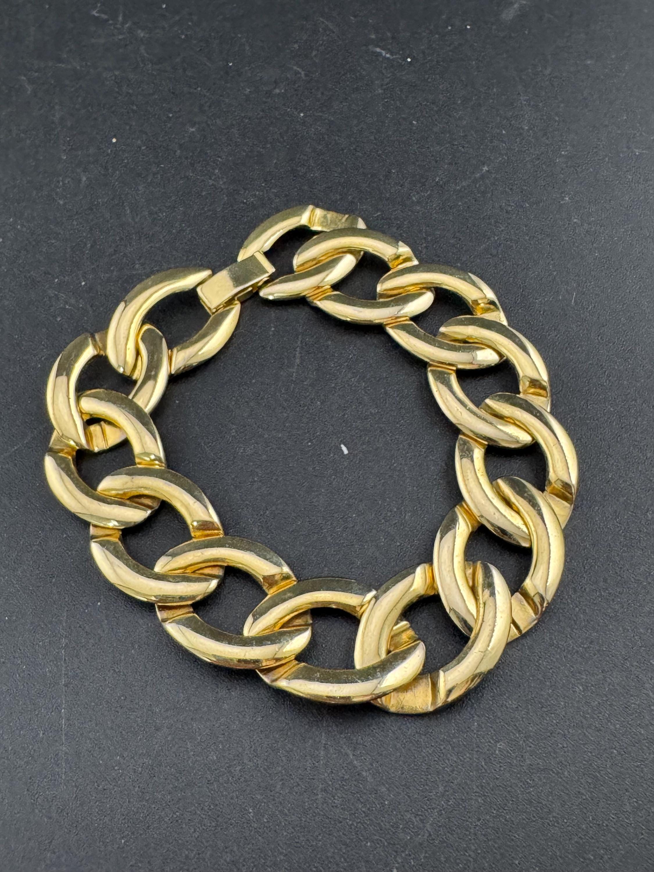 Retro gold plated chunky curb link chain bracelet 19cm long x 2cm