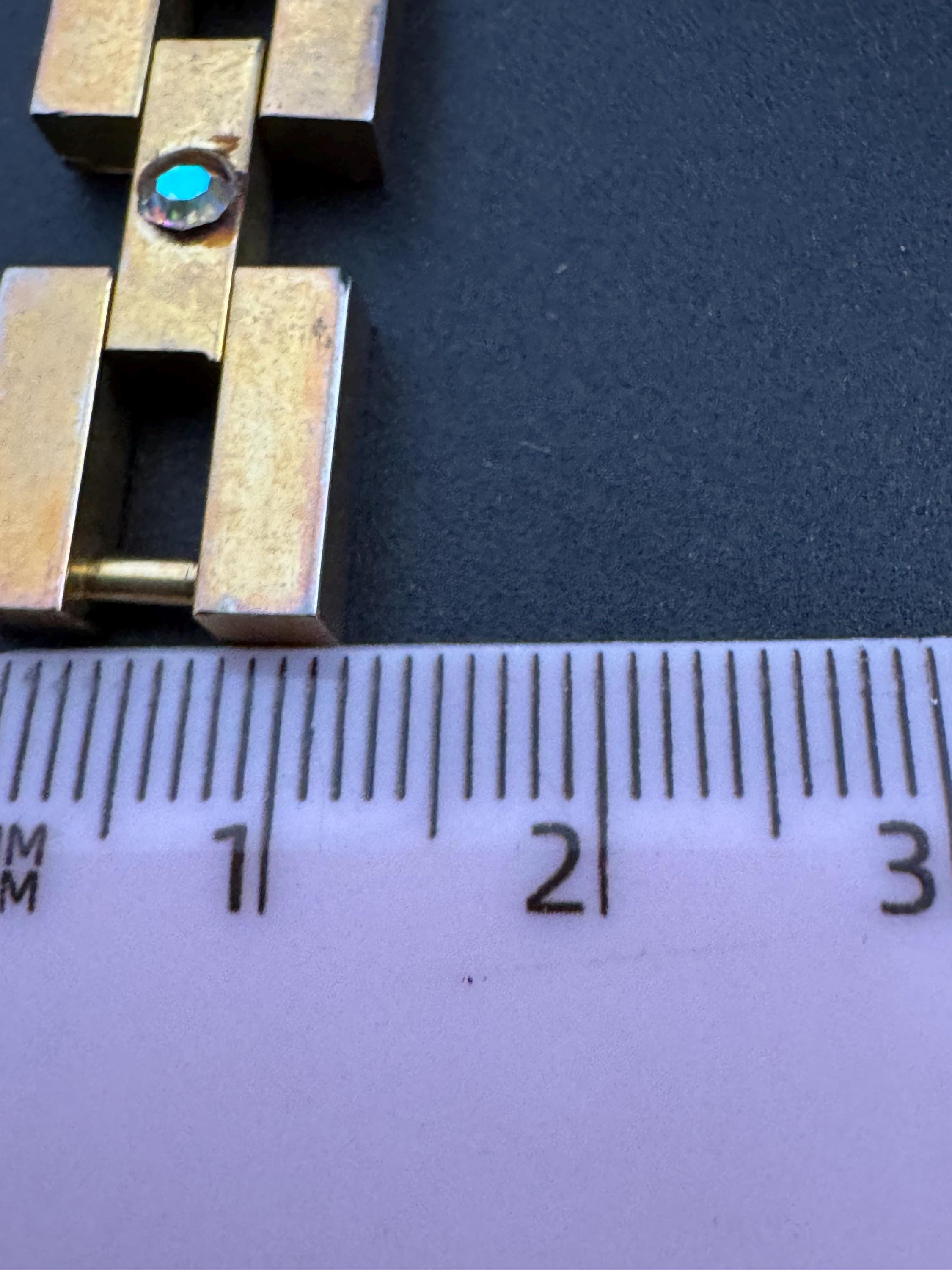 18k Gold Plated AB Crystal Bracelet: 1980s Geometric Chunky Link
