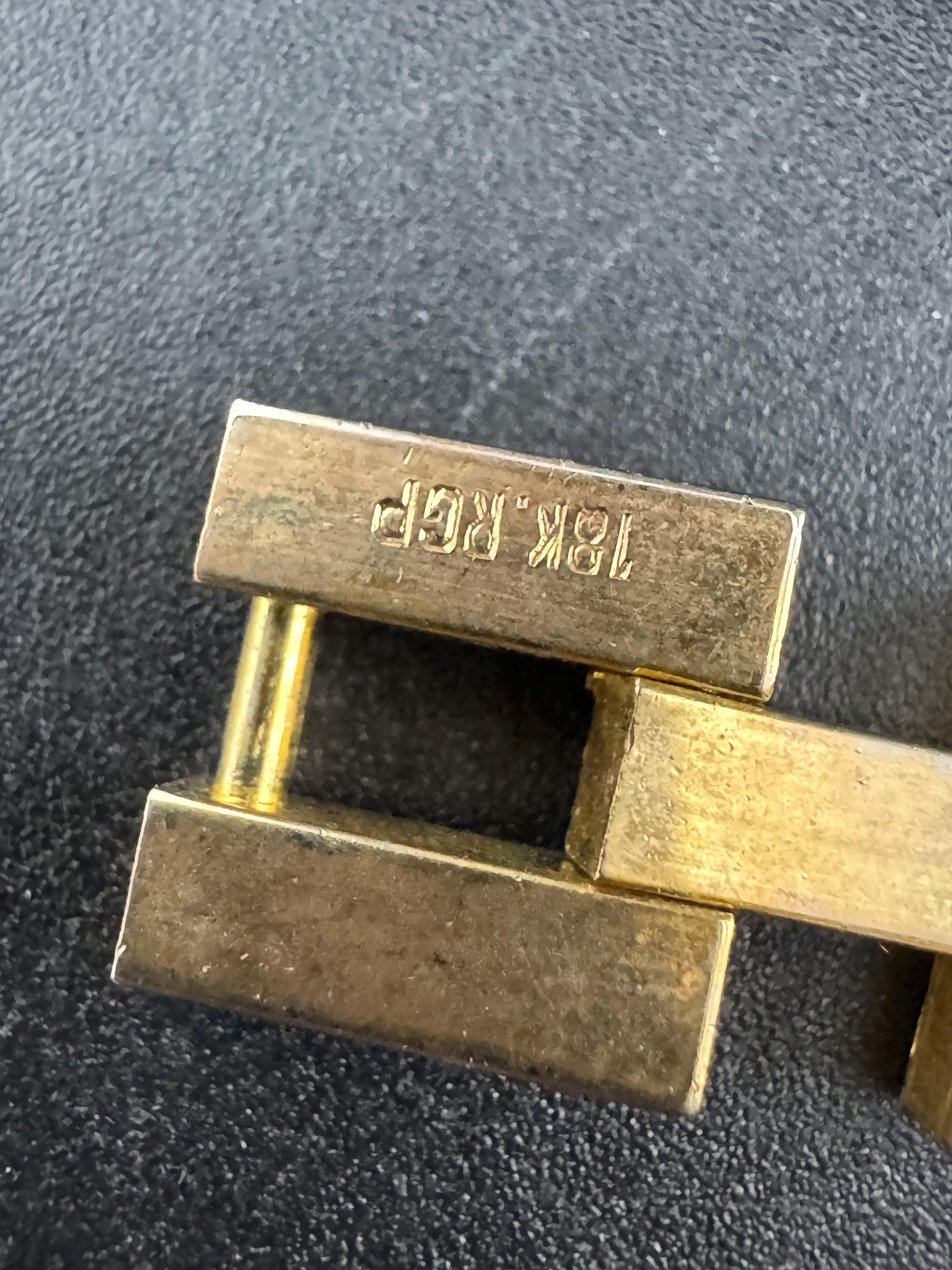 18k Gold Plated AB Crystal Bracelet: 1980s Geometric Chunky Link