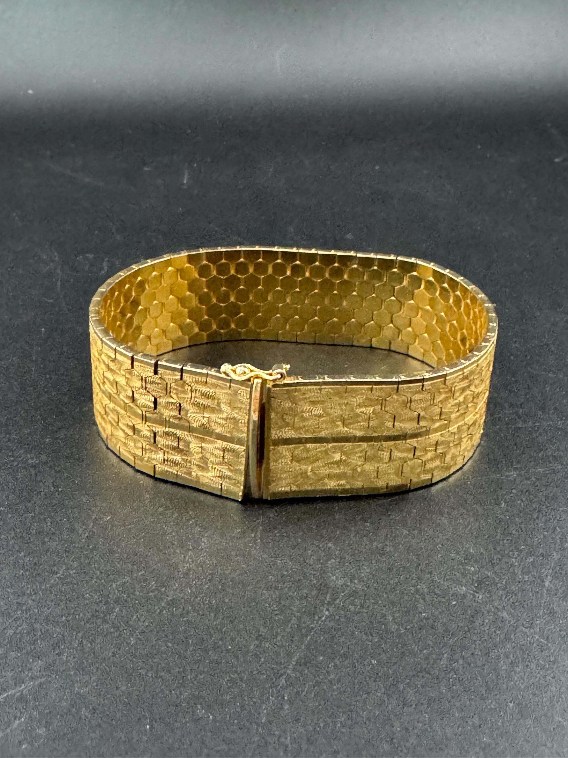 1970s Brutalist Gold Plated Cuff Bracelet: Signed CAL Woven Wrap