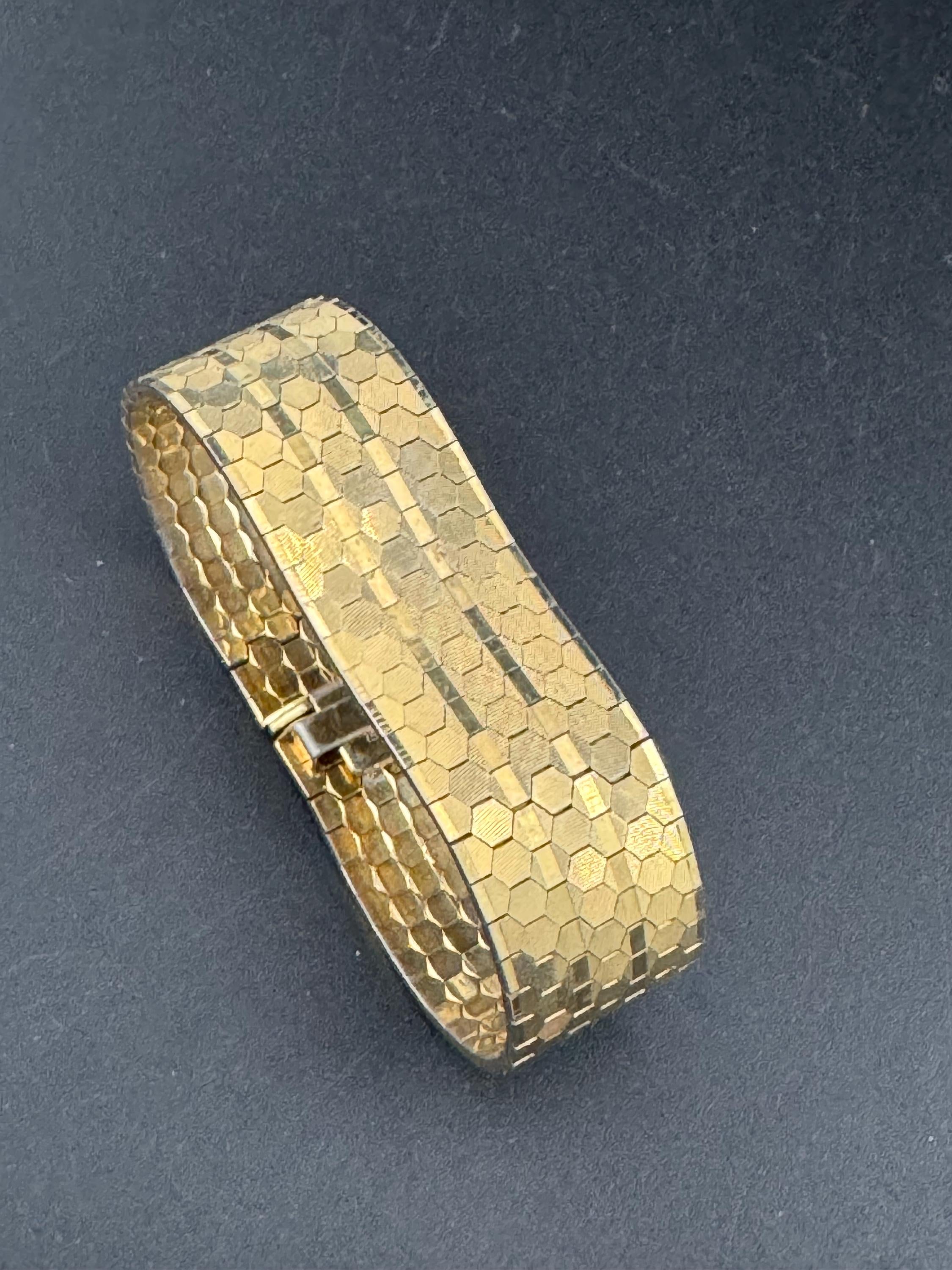 1970s Brutalist Gold Plated Woven Cuff Bracelet - Signed CT