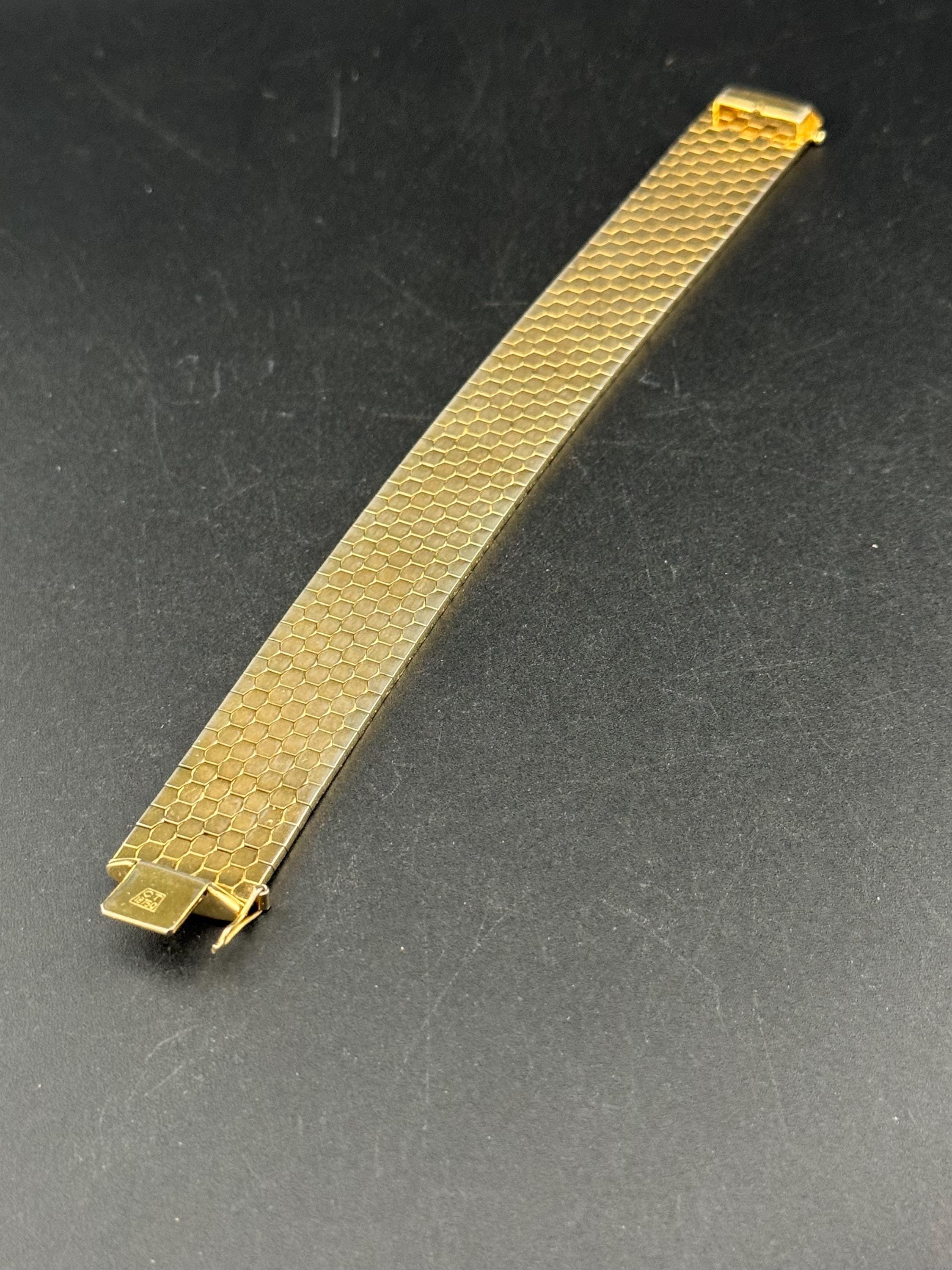 1970s Brutalist Gold Plated Woven Cuff Bracelet - Signed CT