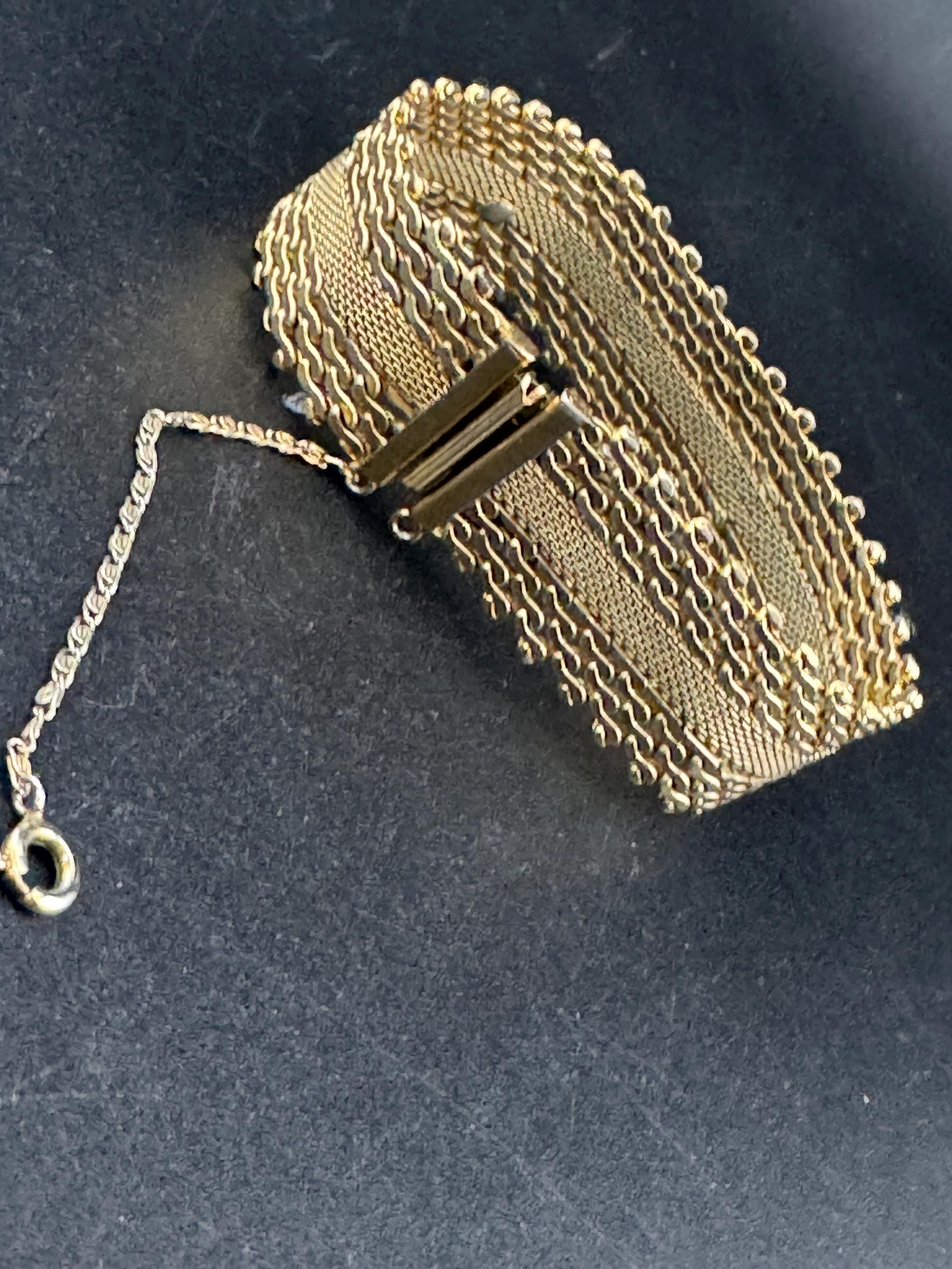 1970s Gold Plated Woven Cuff Bracelet - Wide Articulated Wrap