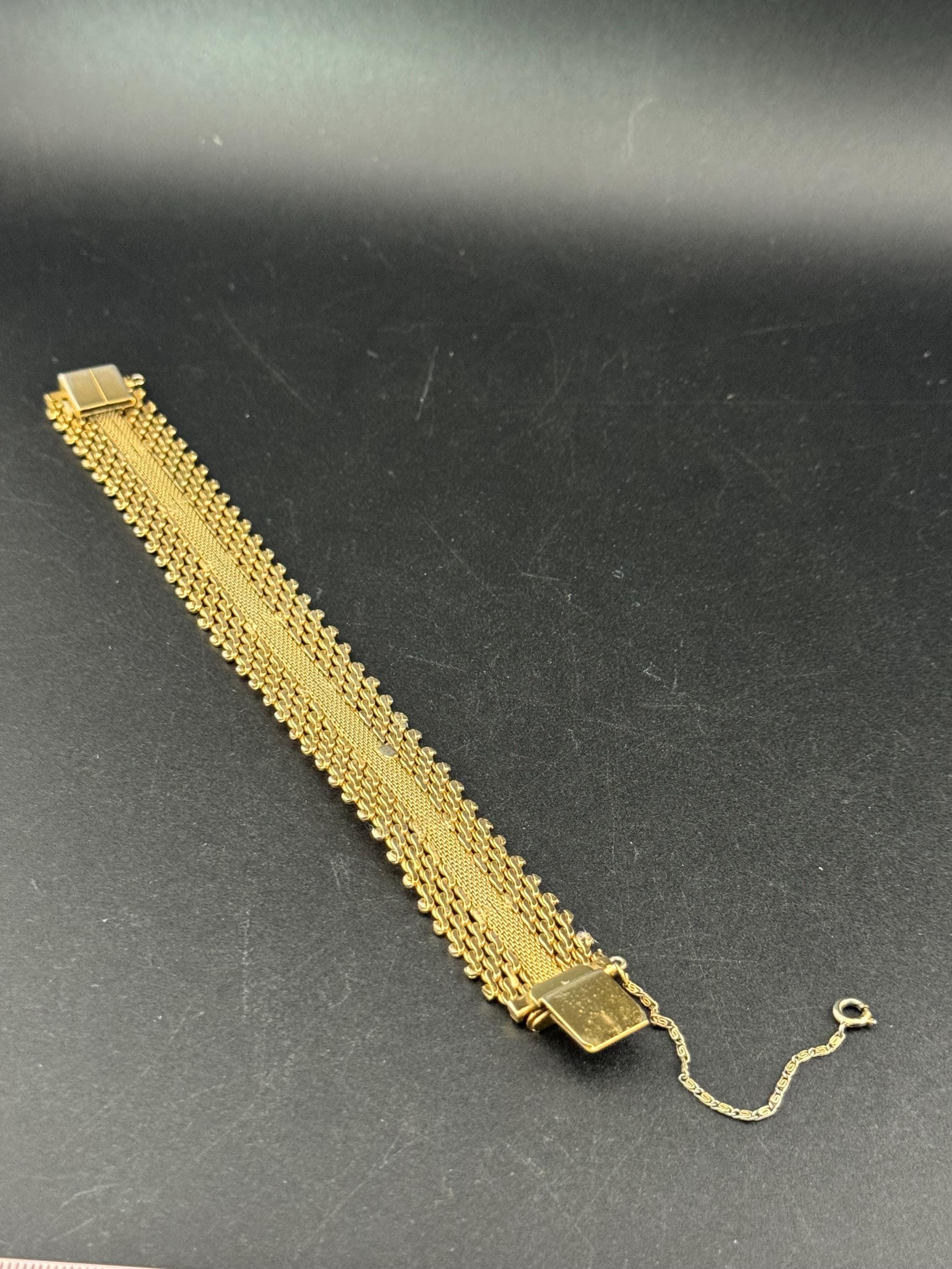 1970s Gold Plated Woven Cuff Bracelet - Wide Articulated Wrap