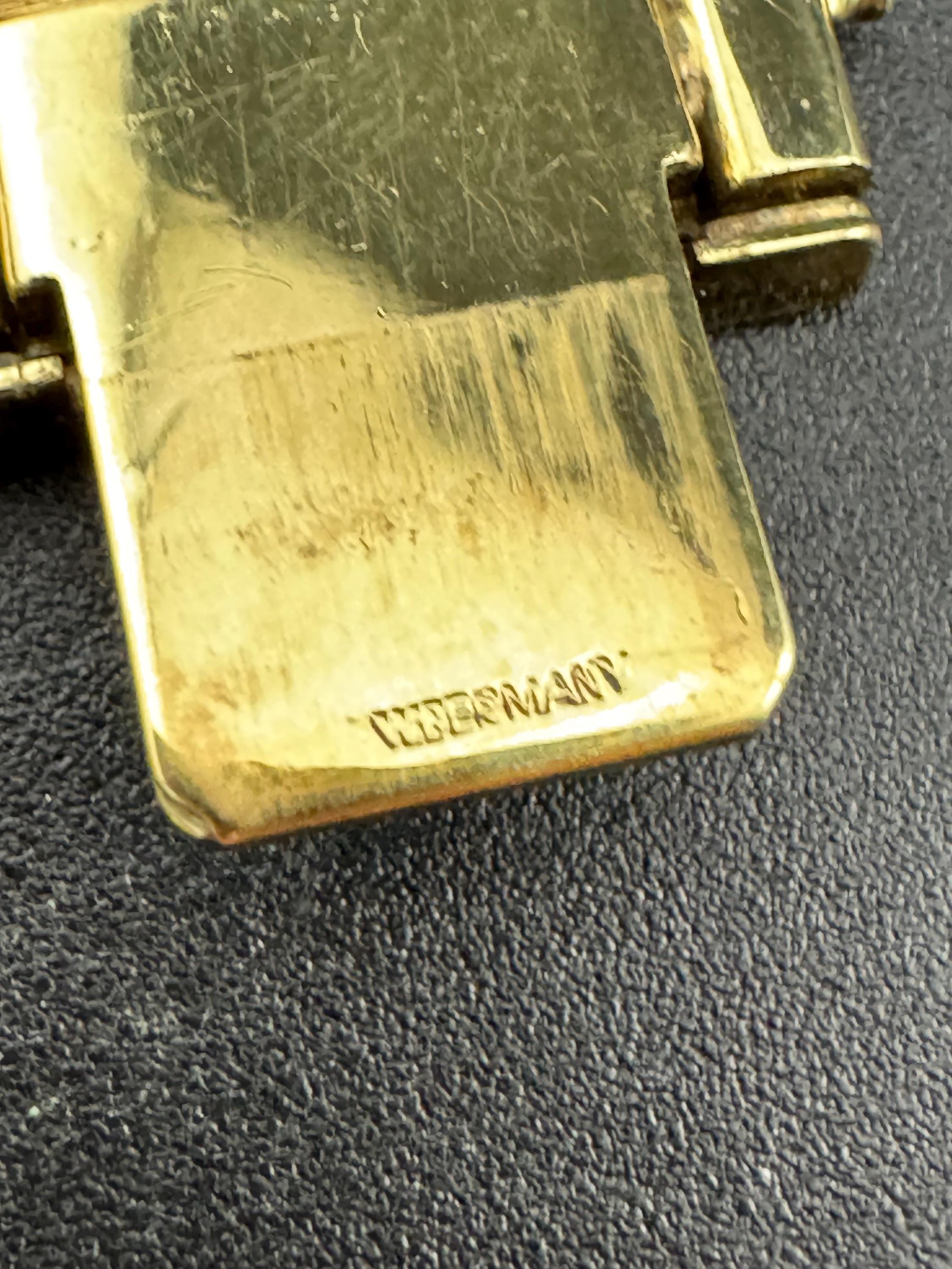 1970s Gold Plated wide Cuff Bracelet: Signed West Germany Vintage