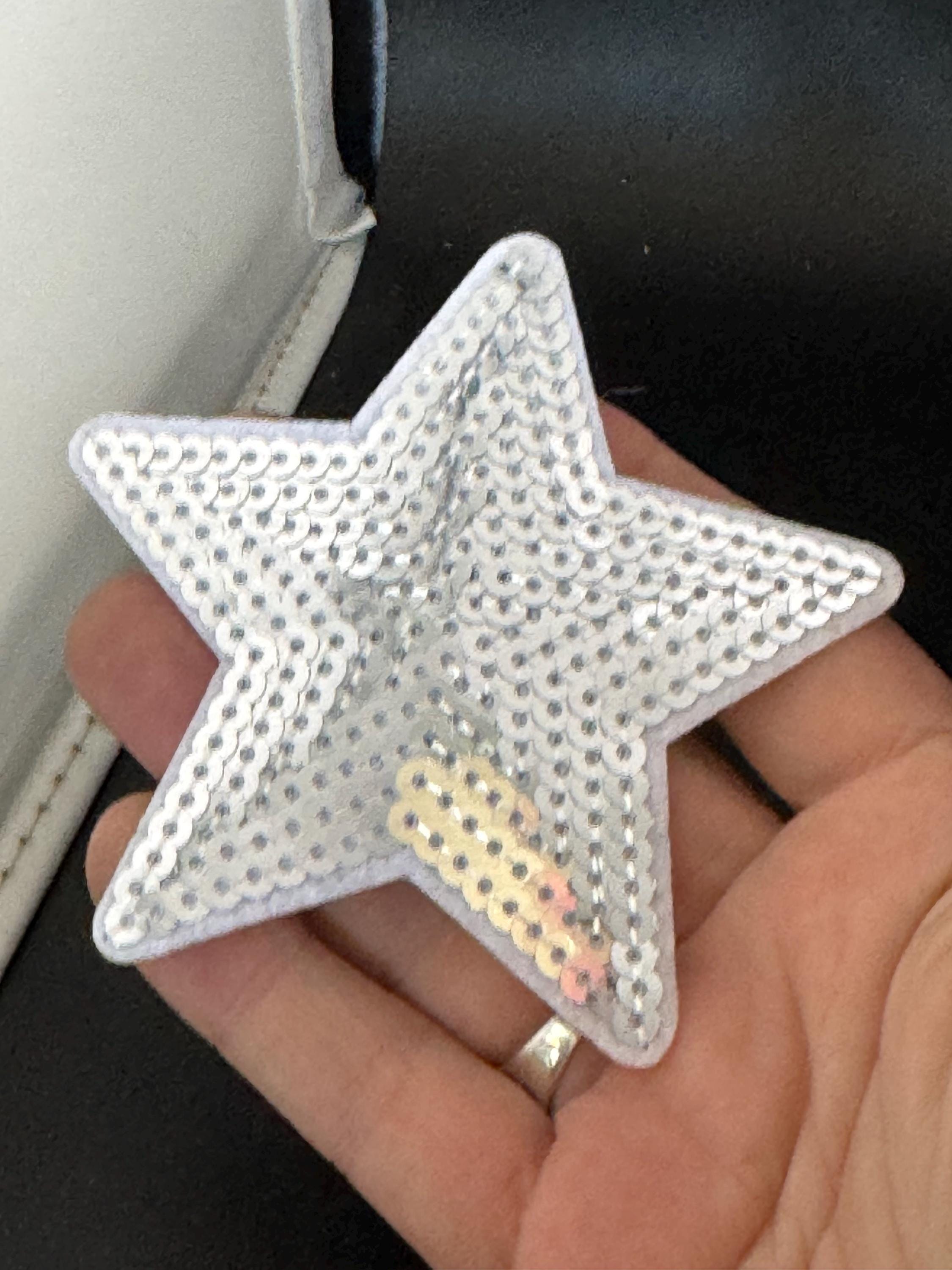 9cm iron on large sequin star patches appliqués in a choice or pink silver or gold 3.5”