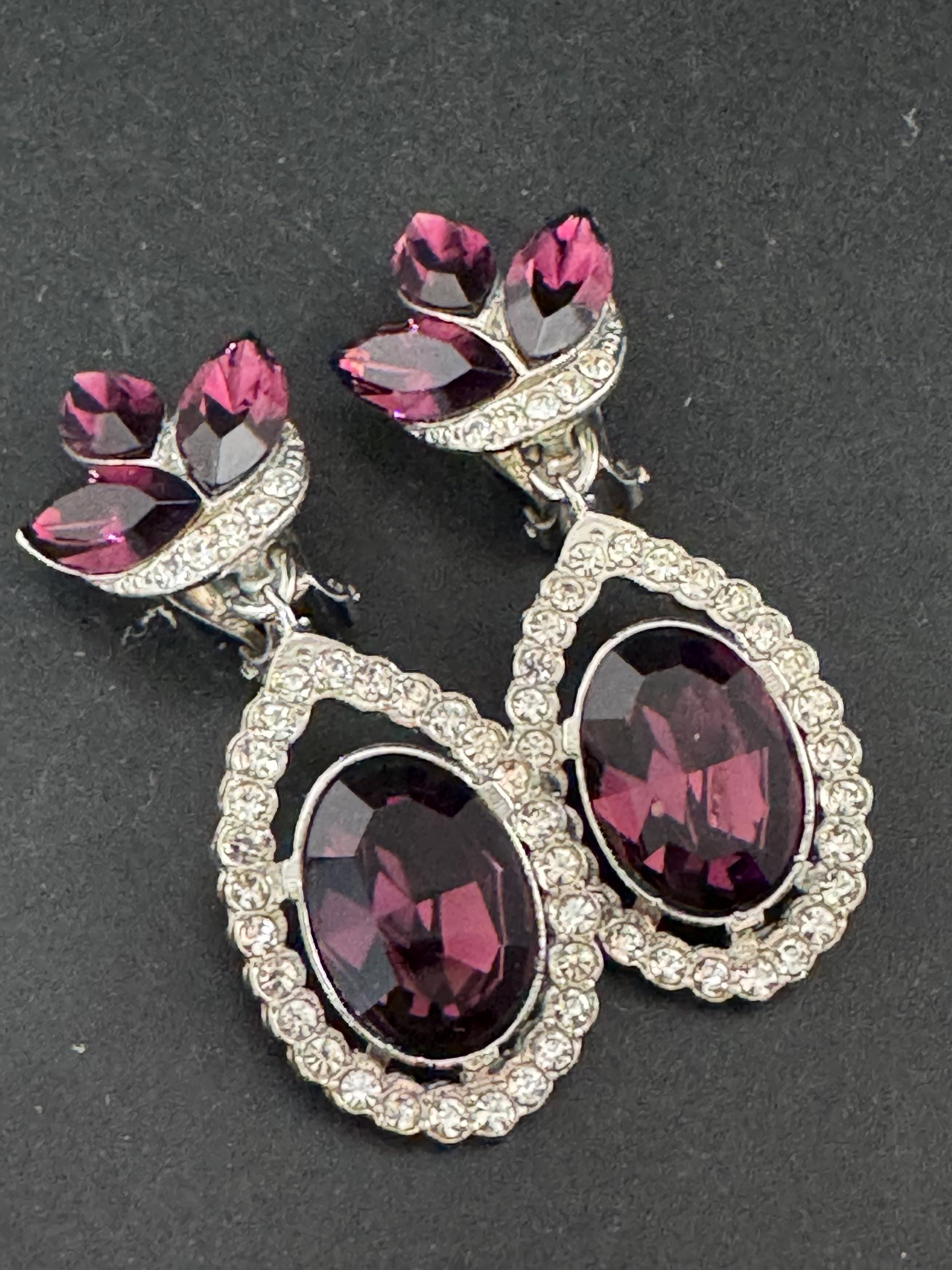 Vintage Swarovski Crystal Drop Earrings: Oversized Silver Tone Dangle, 1980s