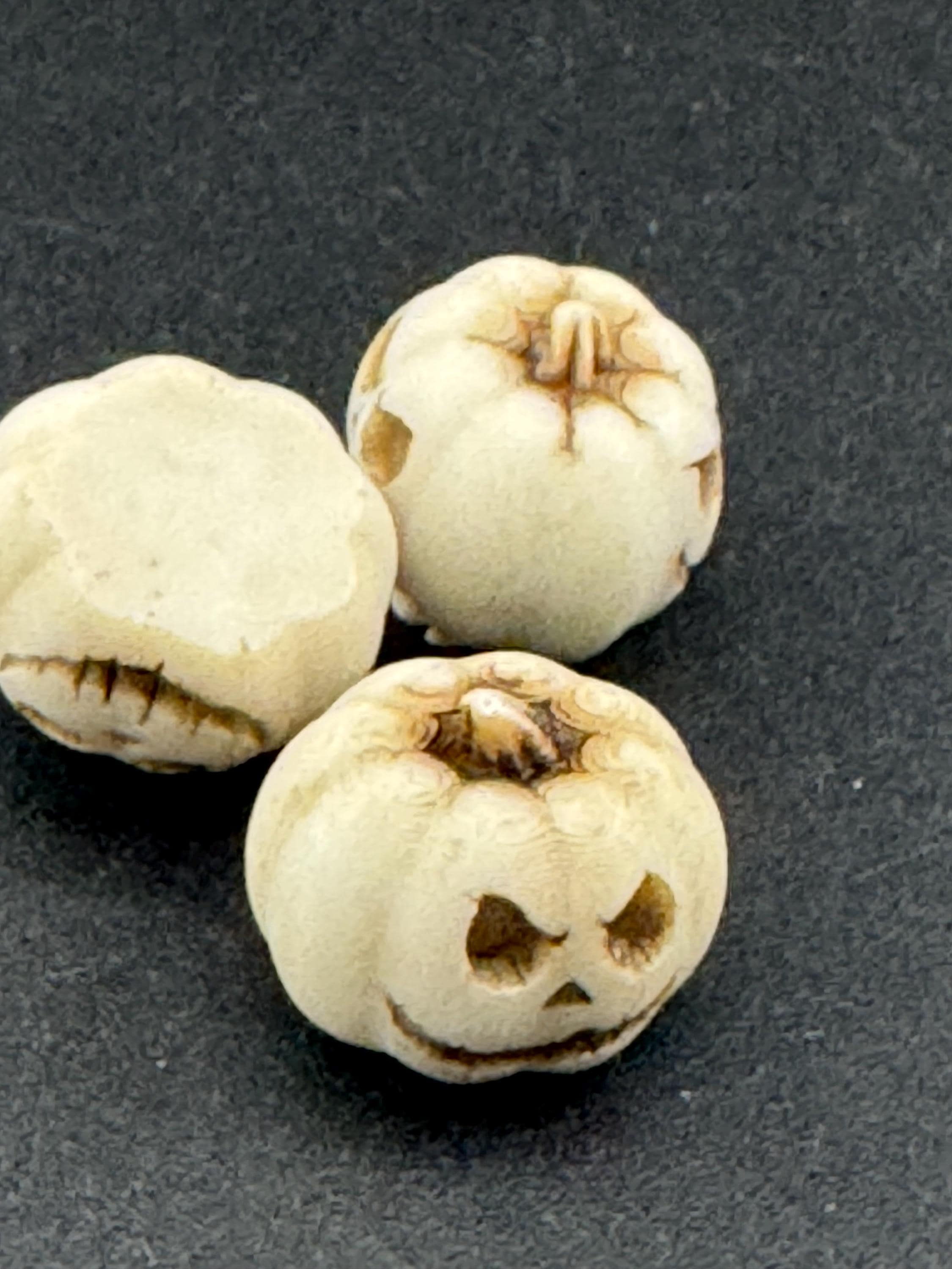 set of 3 miniature scary pumpkin cake topper decorations, craft scenery, dollhouse