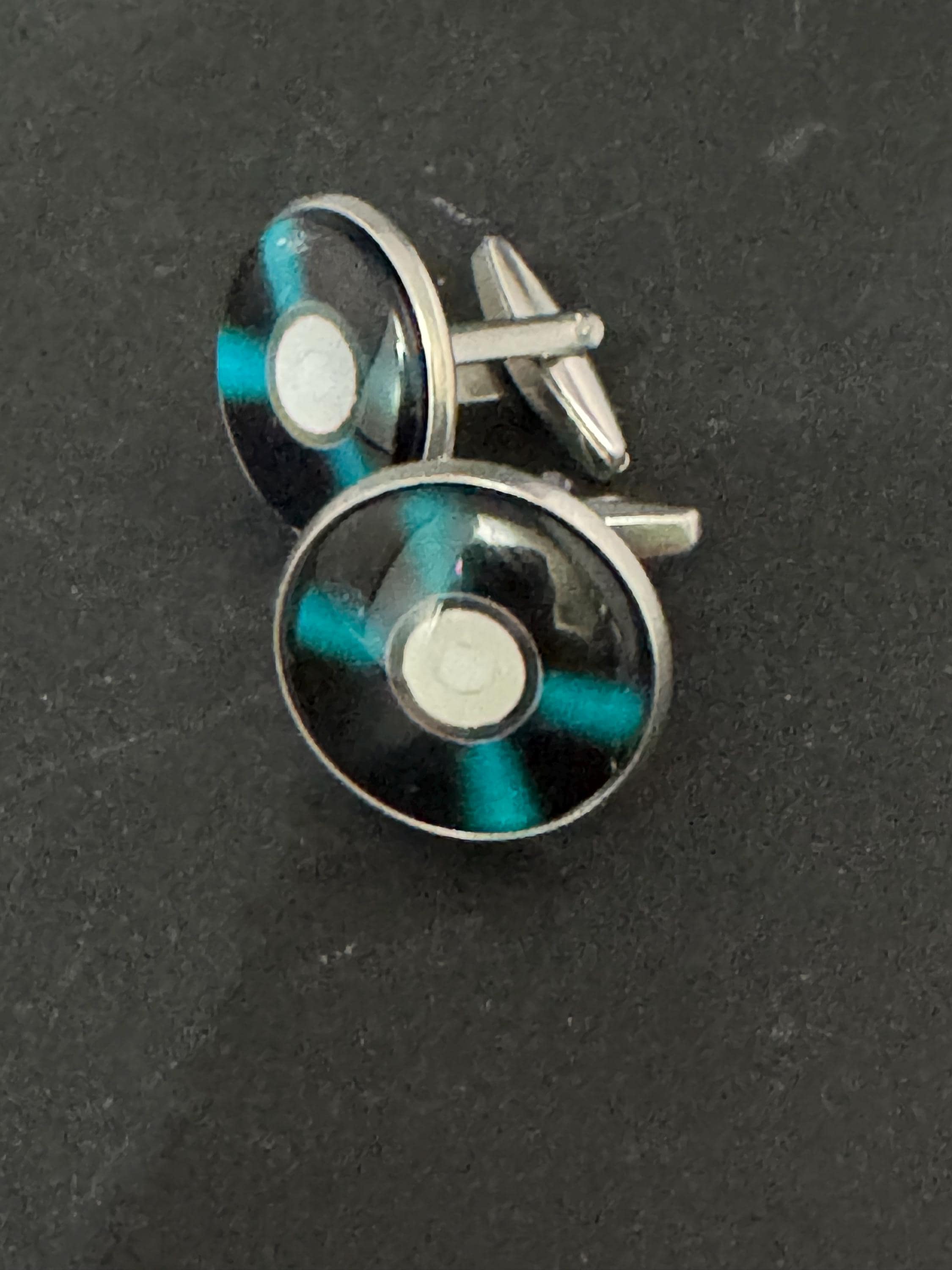 Vinyl record cufflinks 20mm Retro style Black white gift for DJ
