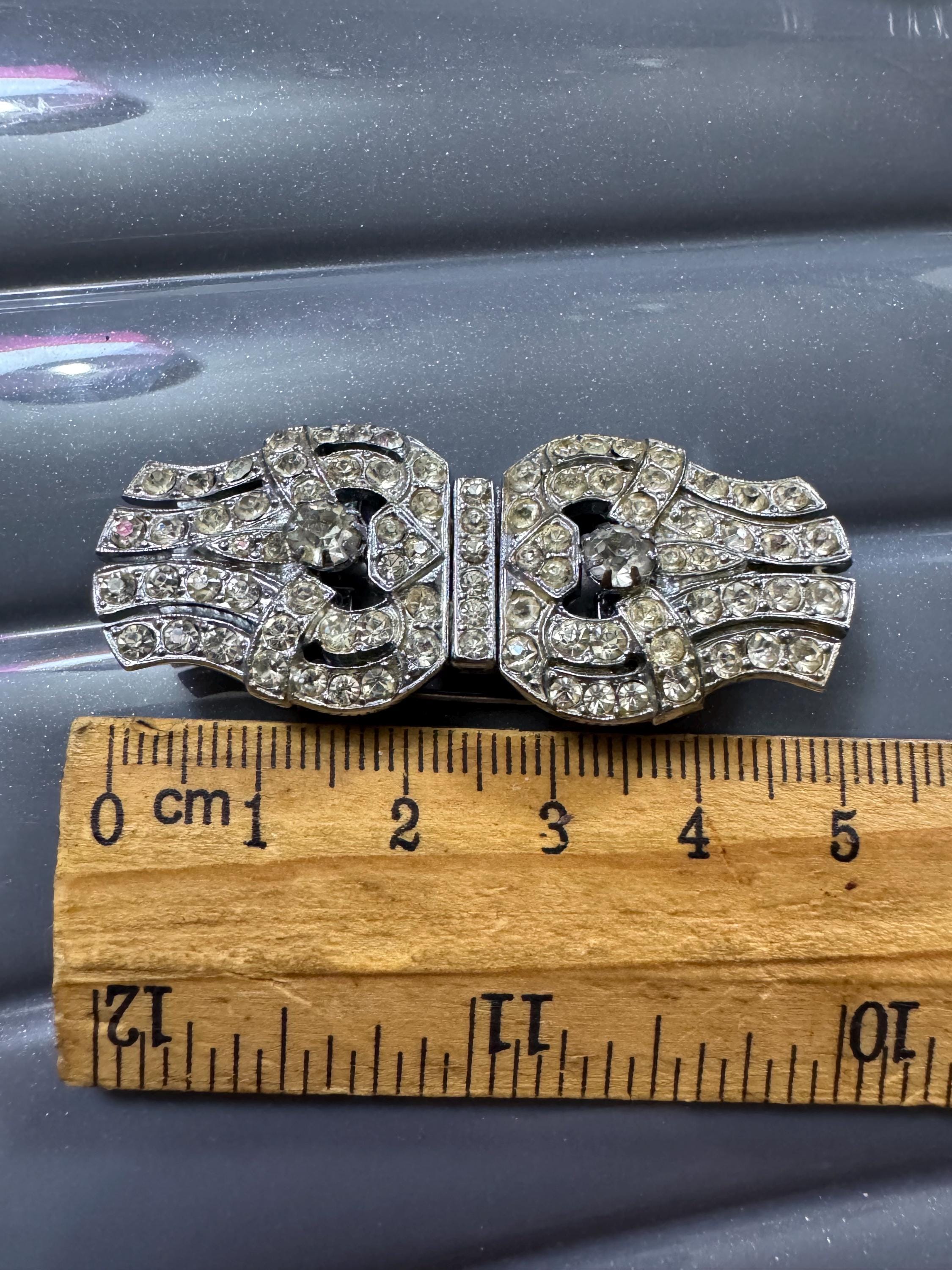 Diamanté Duette Dress Clip combination Brooch Art Deco