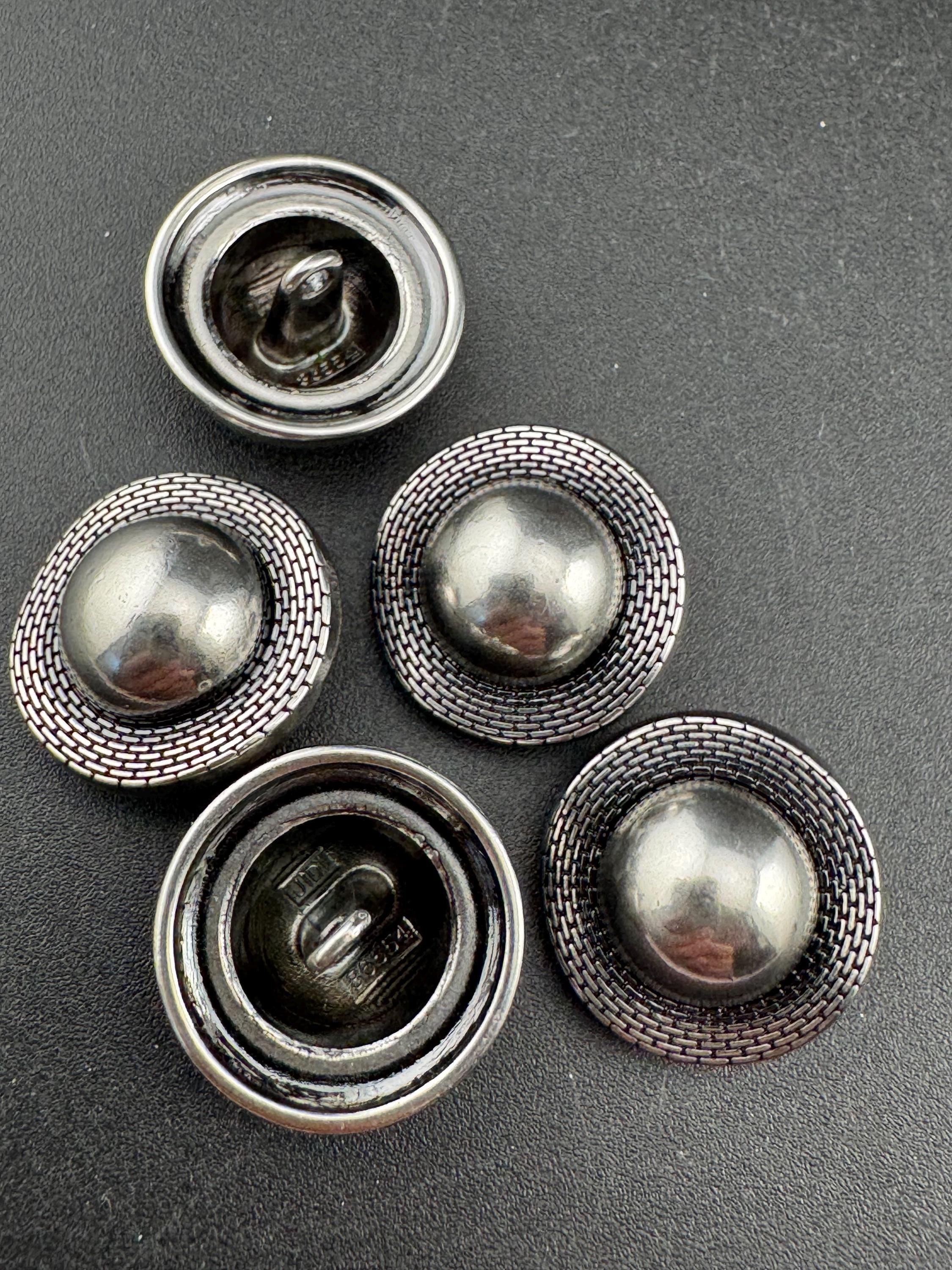 Pack 5 20mm dark grey silver tone irregular domed buttons ideal blazer cardigan