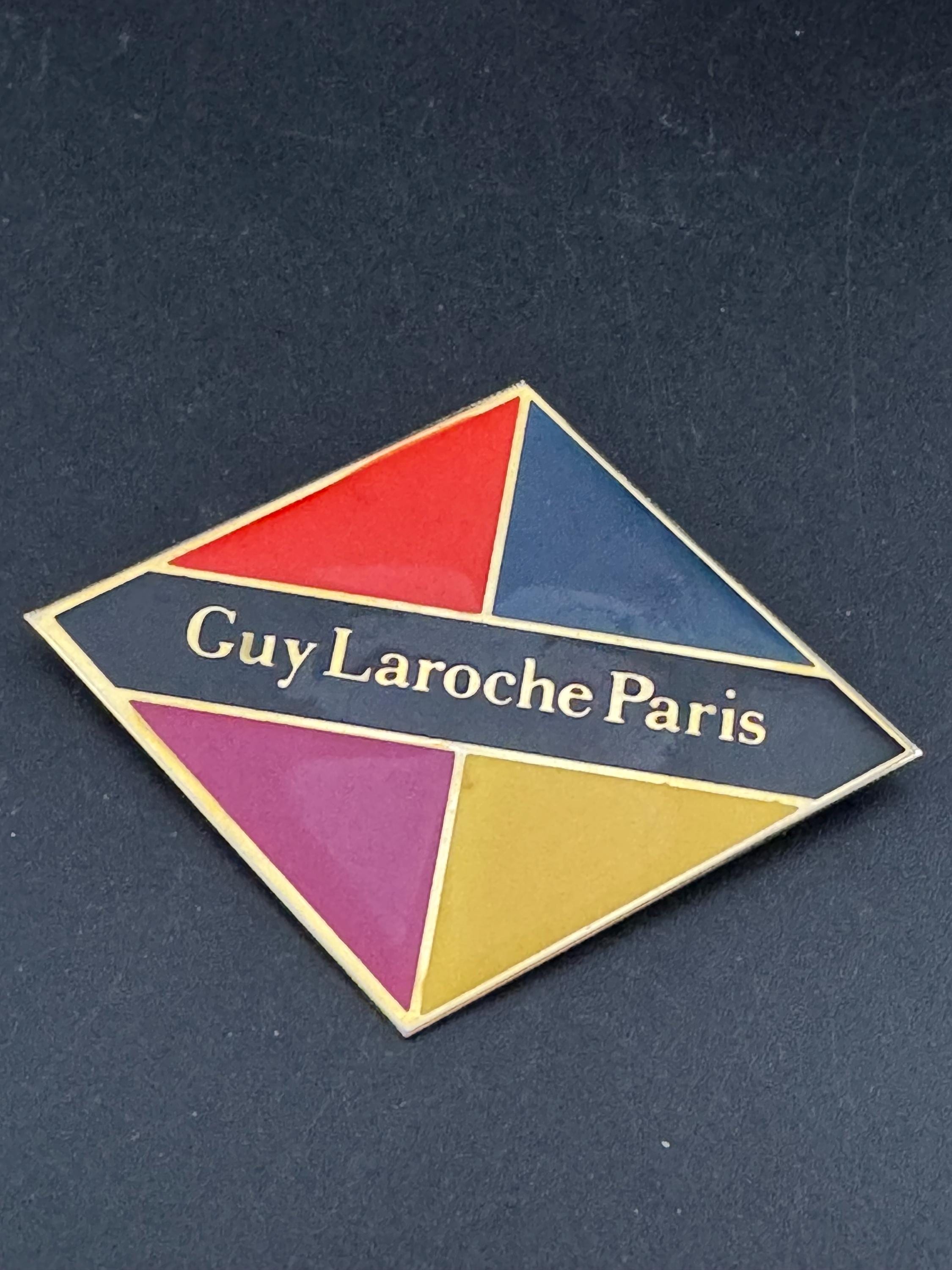 signed Guy Laroche coloured enamel brooch, large 7cm, vintage
