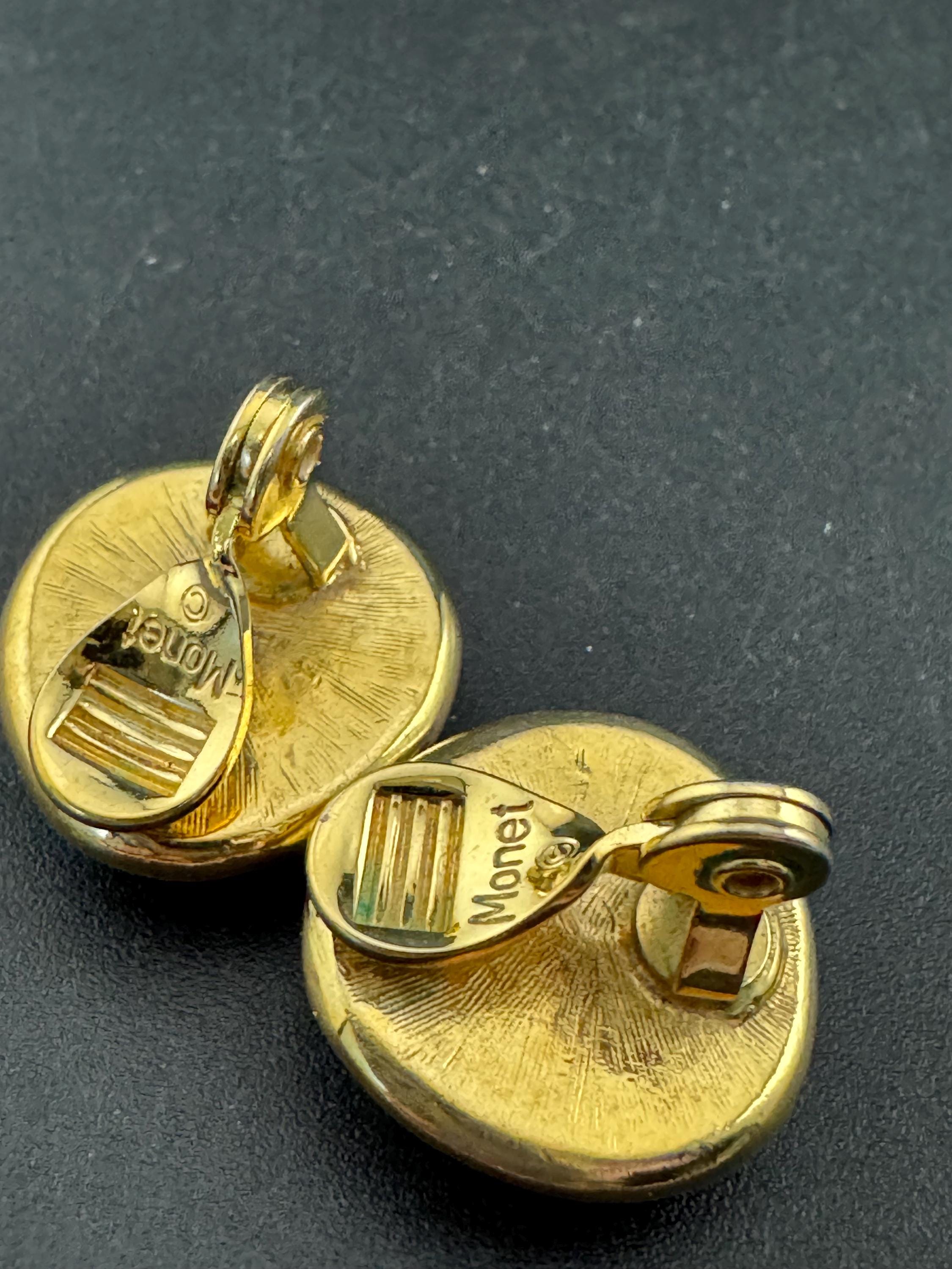 Vintage Monet soft grey Pearl Clip On Earrings: 22ct Gold Plated, signed