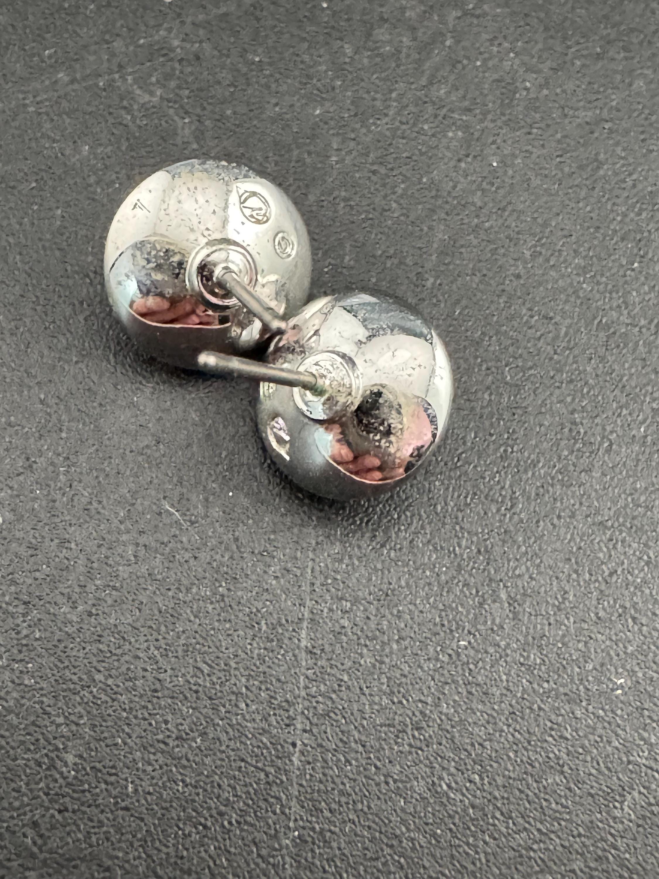 Signed Swarovski crystal silver tone diamanté round stud earrings