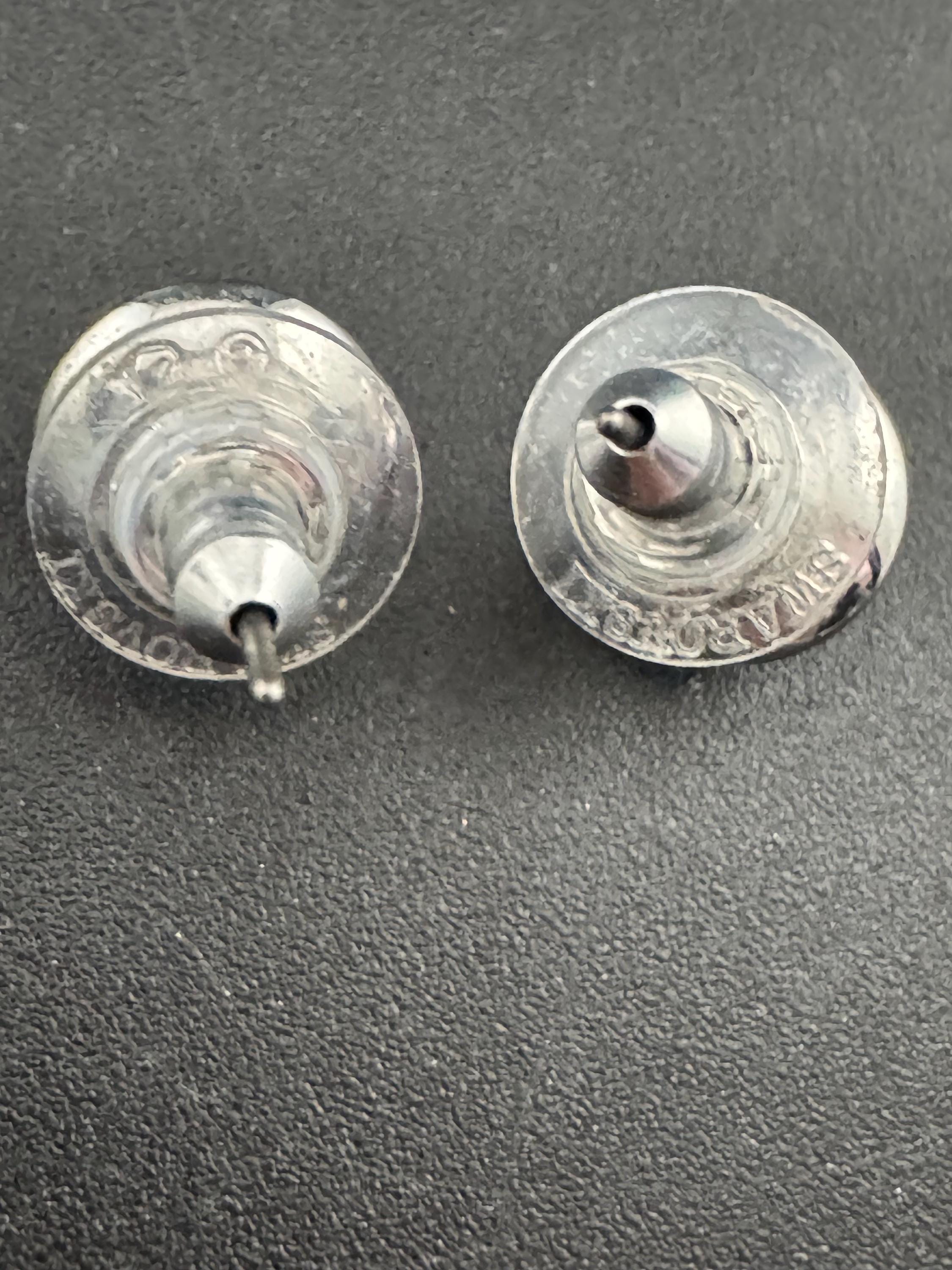 Signed Swarovski crystal silver tone diamanté round stud earrings