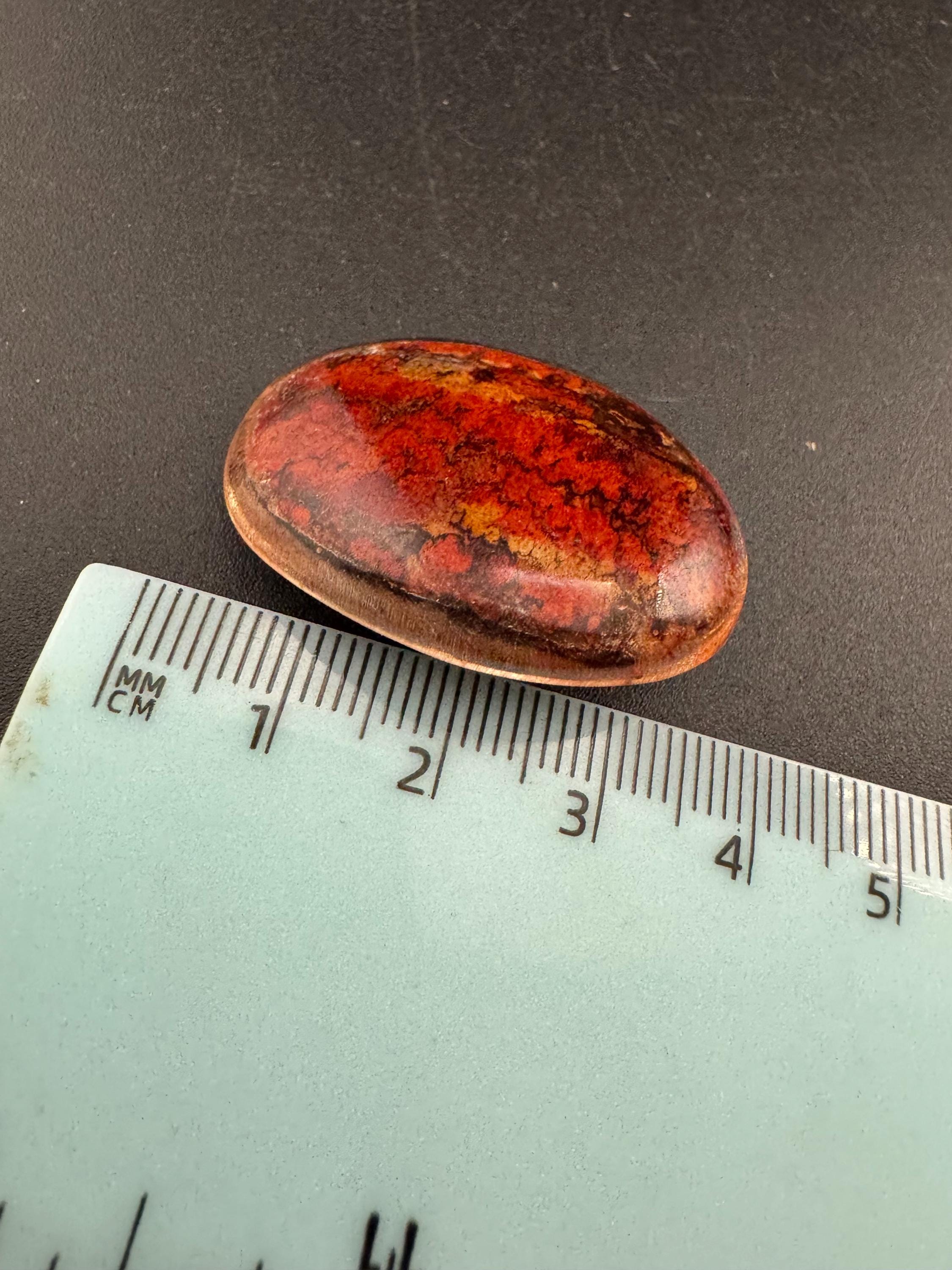 Oversized vintage oval russet brown   low domed plastic Clip On Earrings 4cm