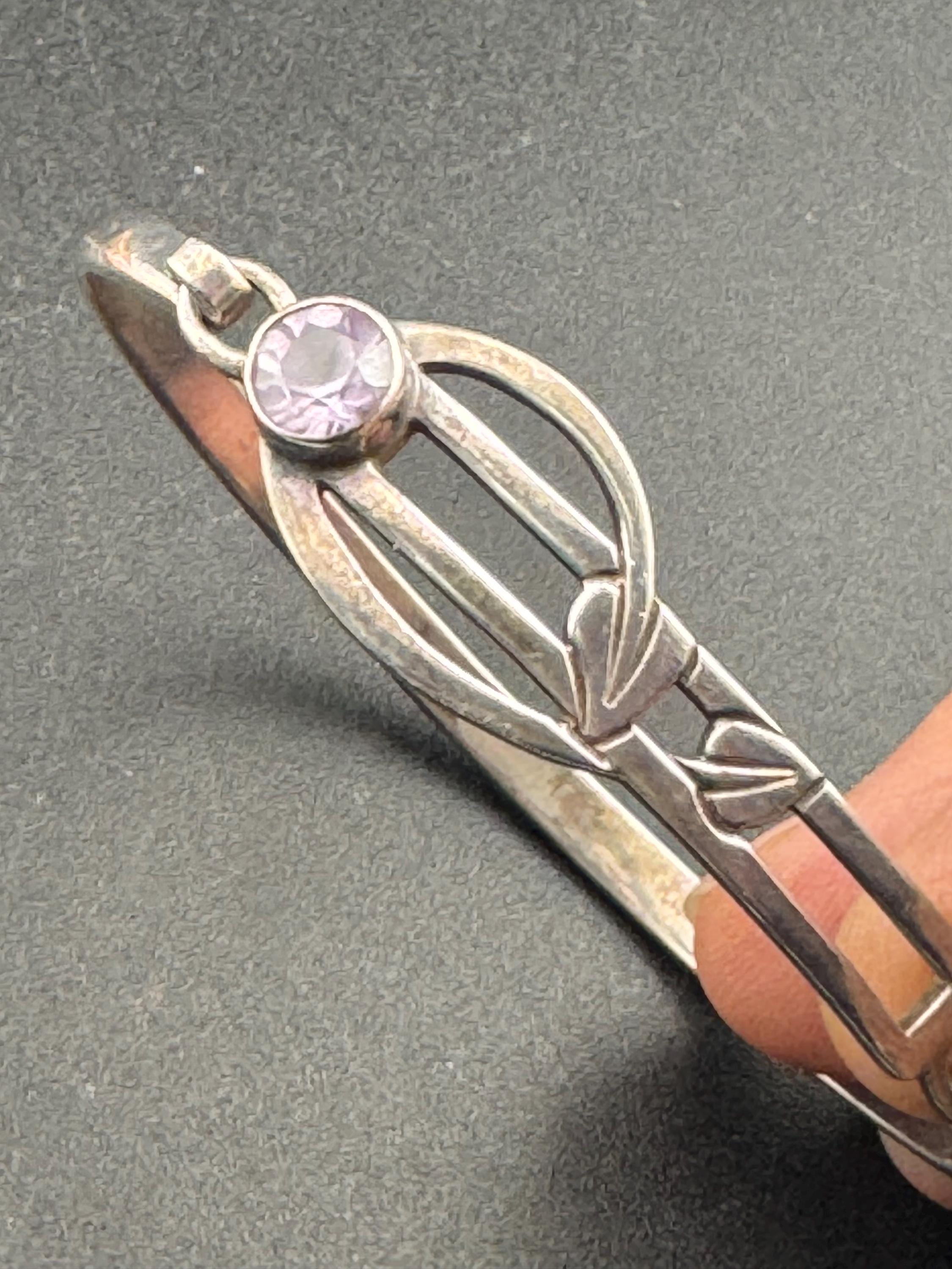 Vintage sterling Silver and amethyst bangle amethyst bracelet, Rennie Mackintosh style HO full hallmarks