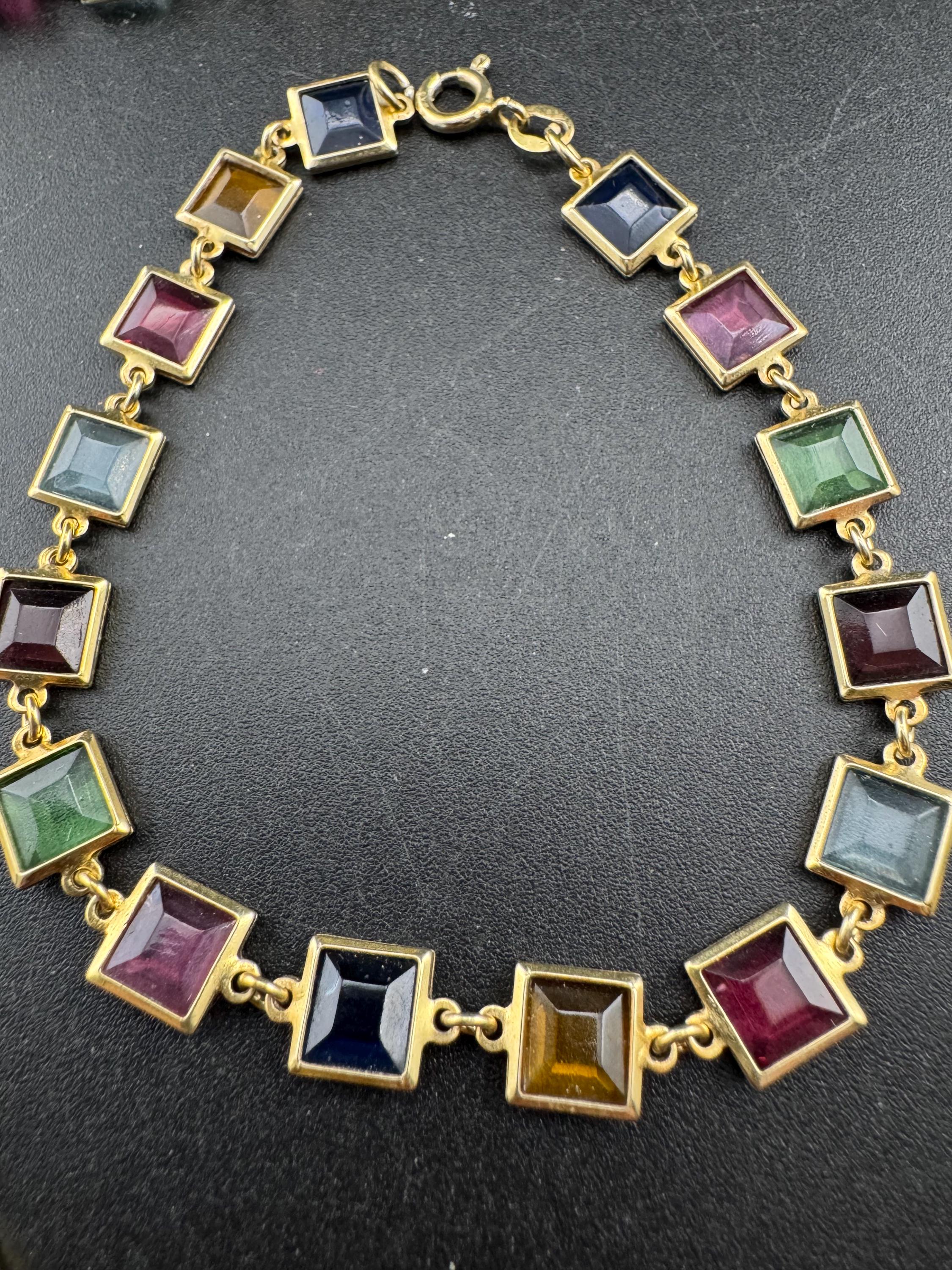 800 silver gilt Rivière bezel gold plated necklace and bracelet set