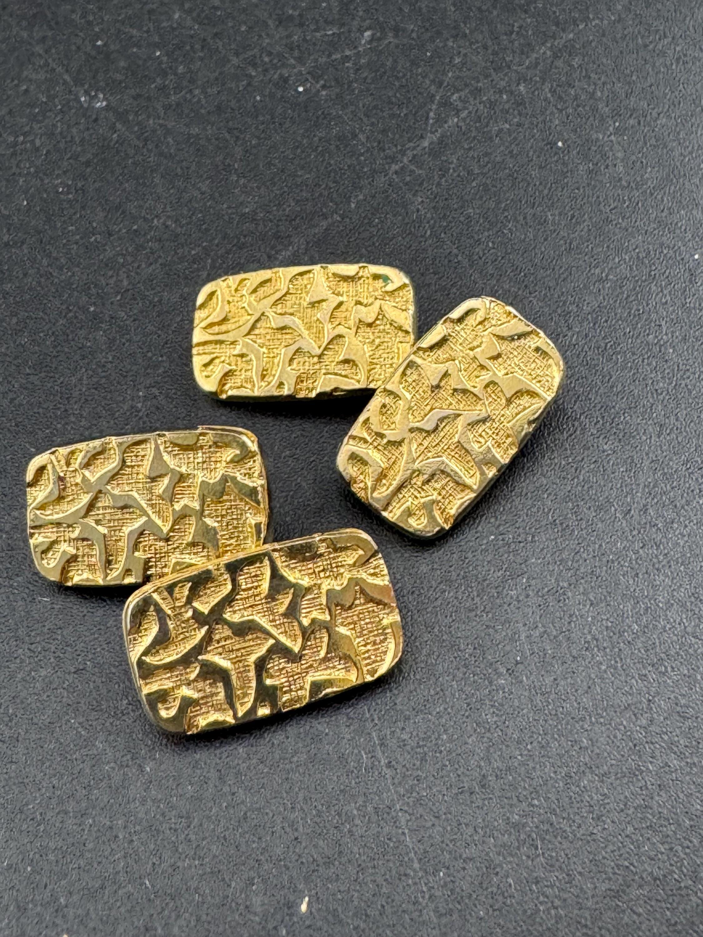 Vintage men’s brutalist chain linked pair cufflinks , gold textured finish