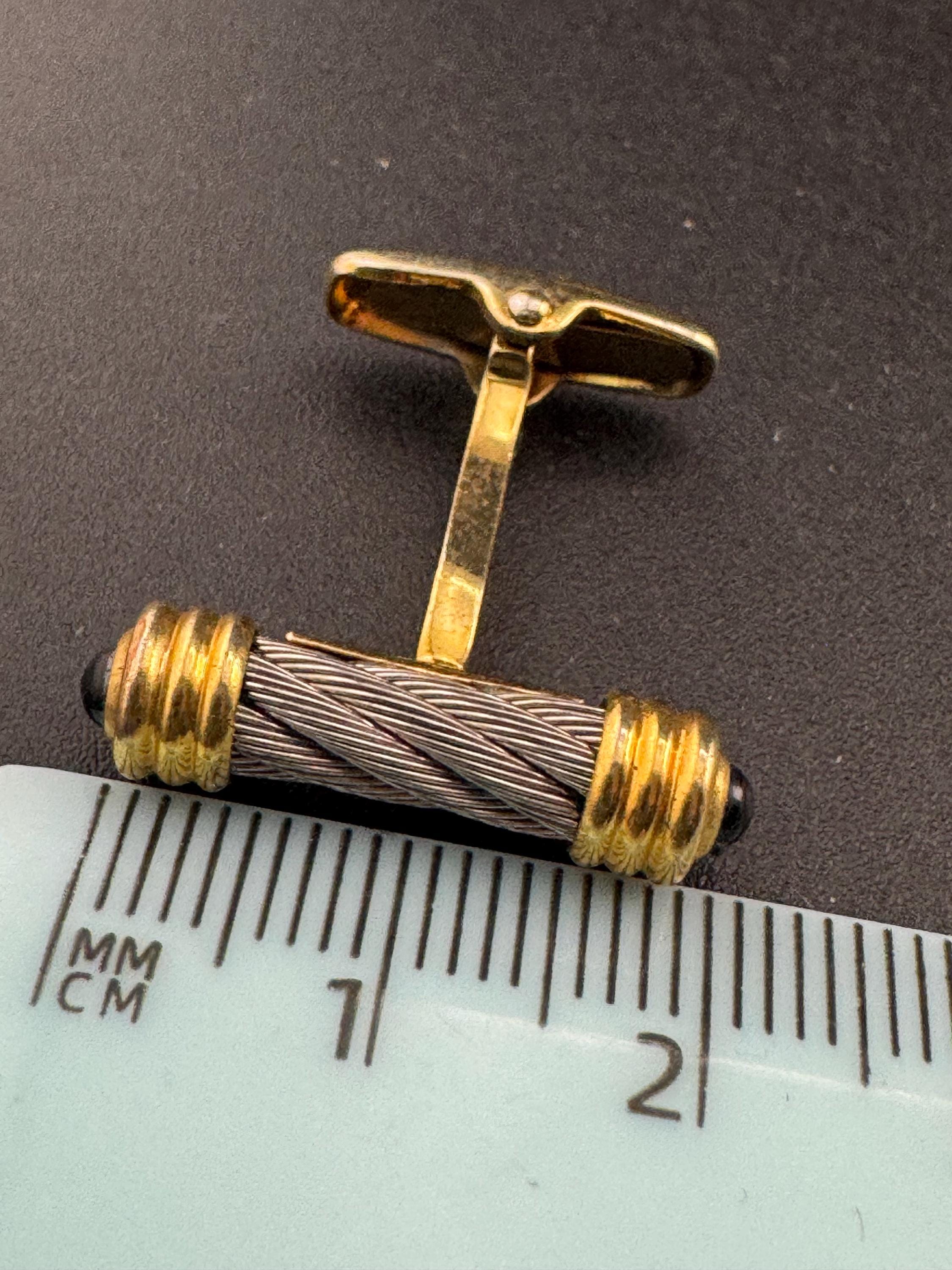 Vintage men’s black cabochon silver and gold pillar cufflinks, high end