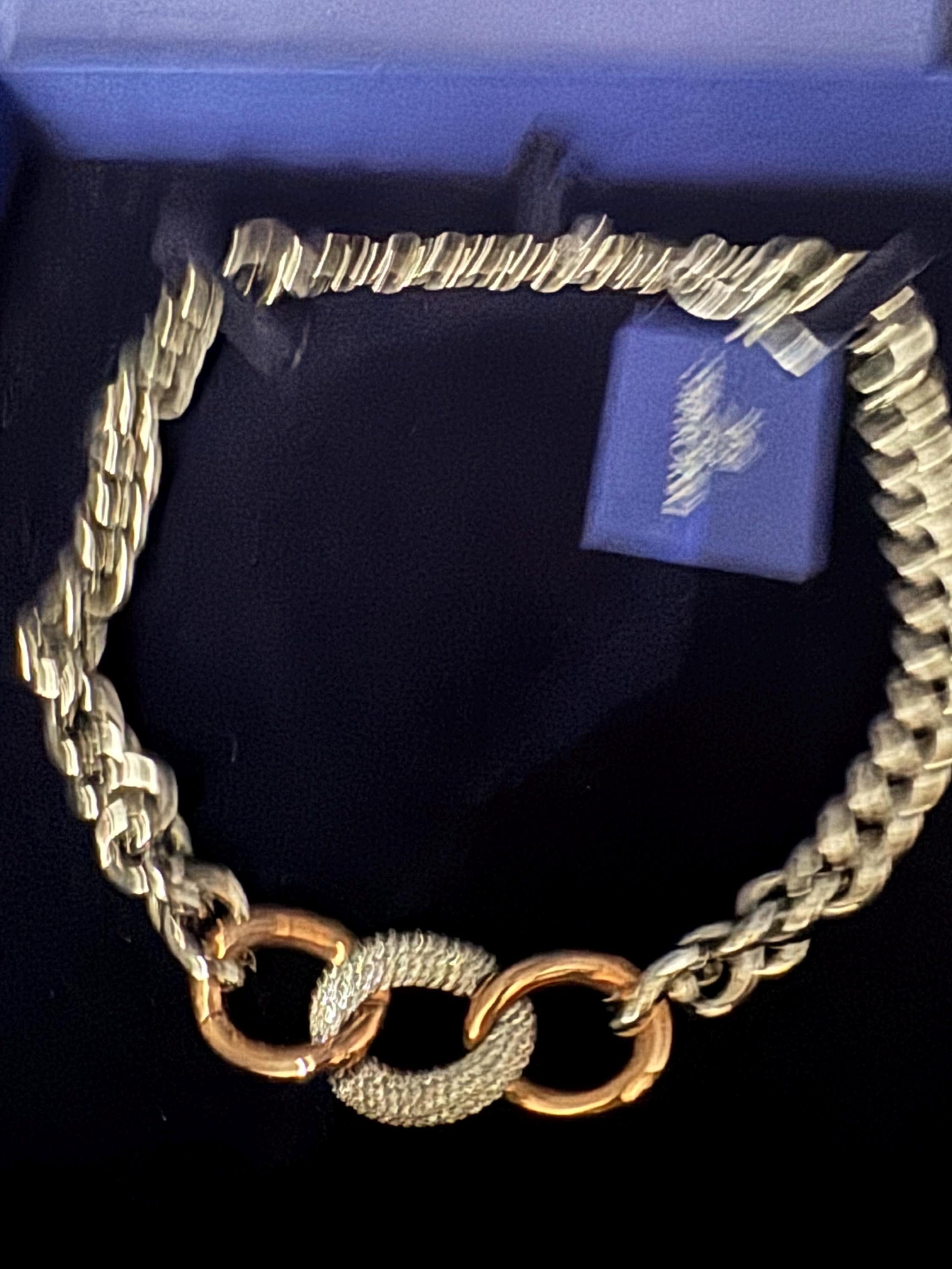 Signed Swarovski bound crystal chunky choker, bound design copper silver tone