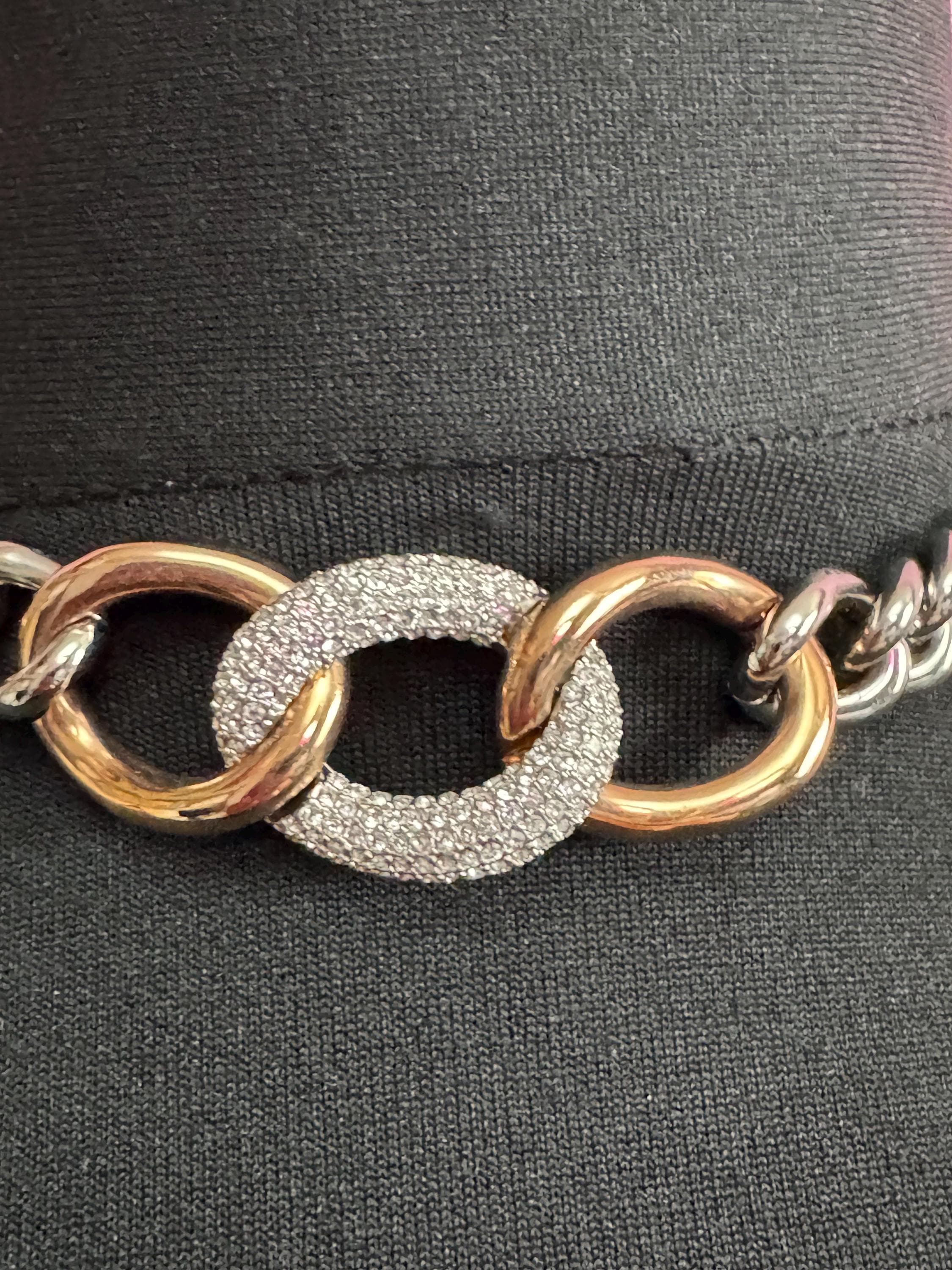 Signed Swarovski bound crystal chunky choker, bound design copper silver tone