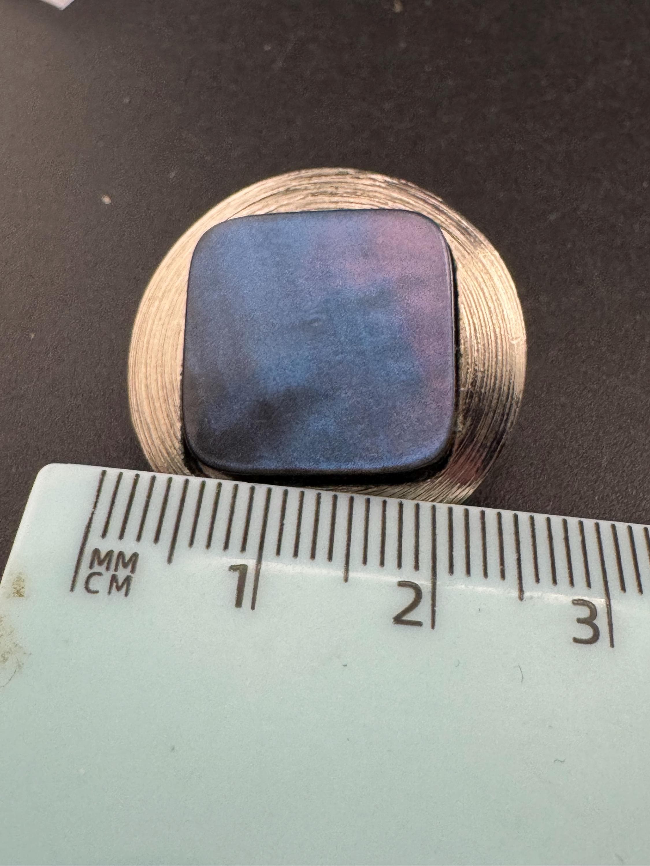 vintage Italian blue plastic Silver metal 2.5cm disc clip on earrings