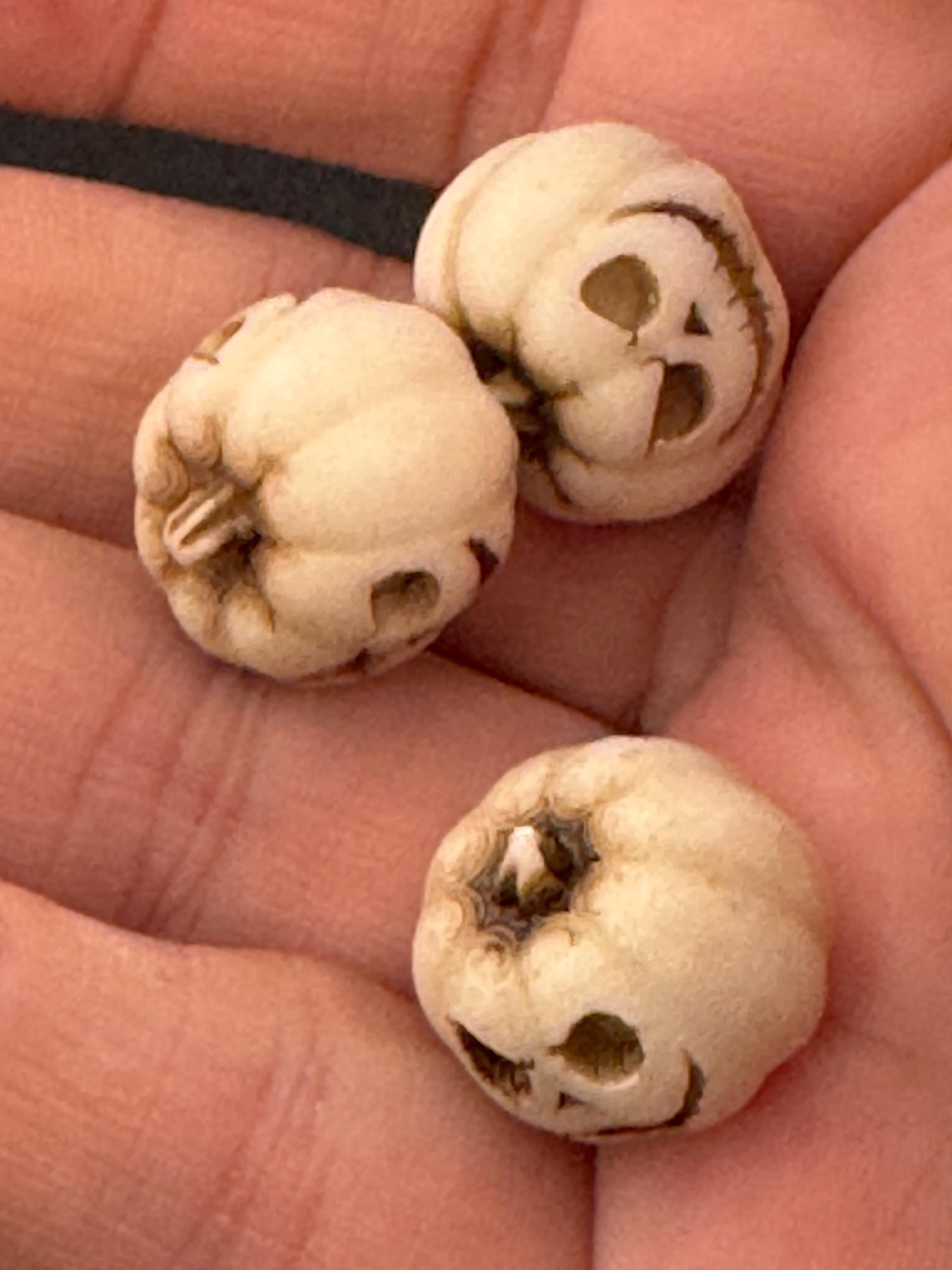 set of 3 miniature scary pumpkin cake topper decorations, craft scenery, dollhouse