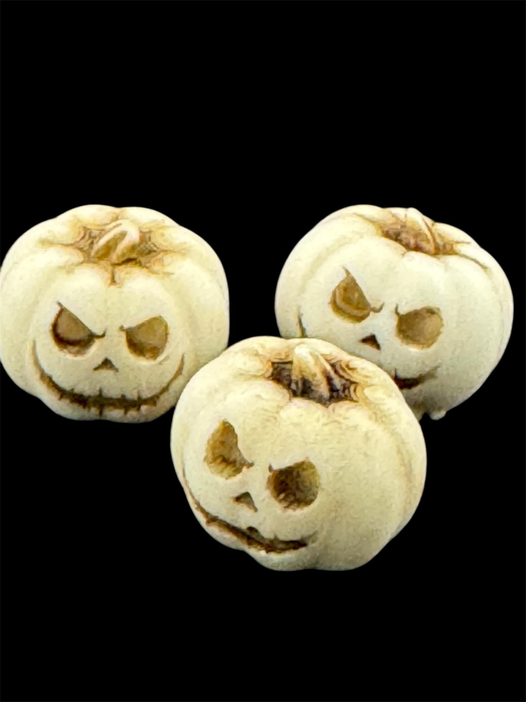 set of 3 miniature scary pumpkin cake topper decorations, craft scenery, dollhouse