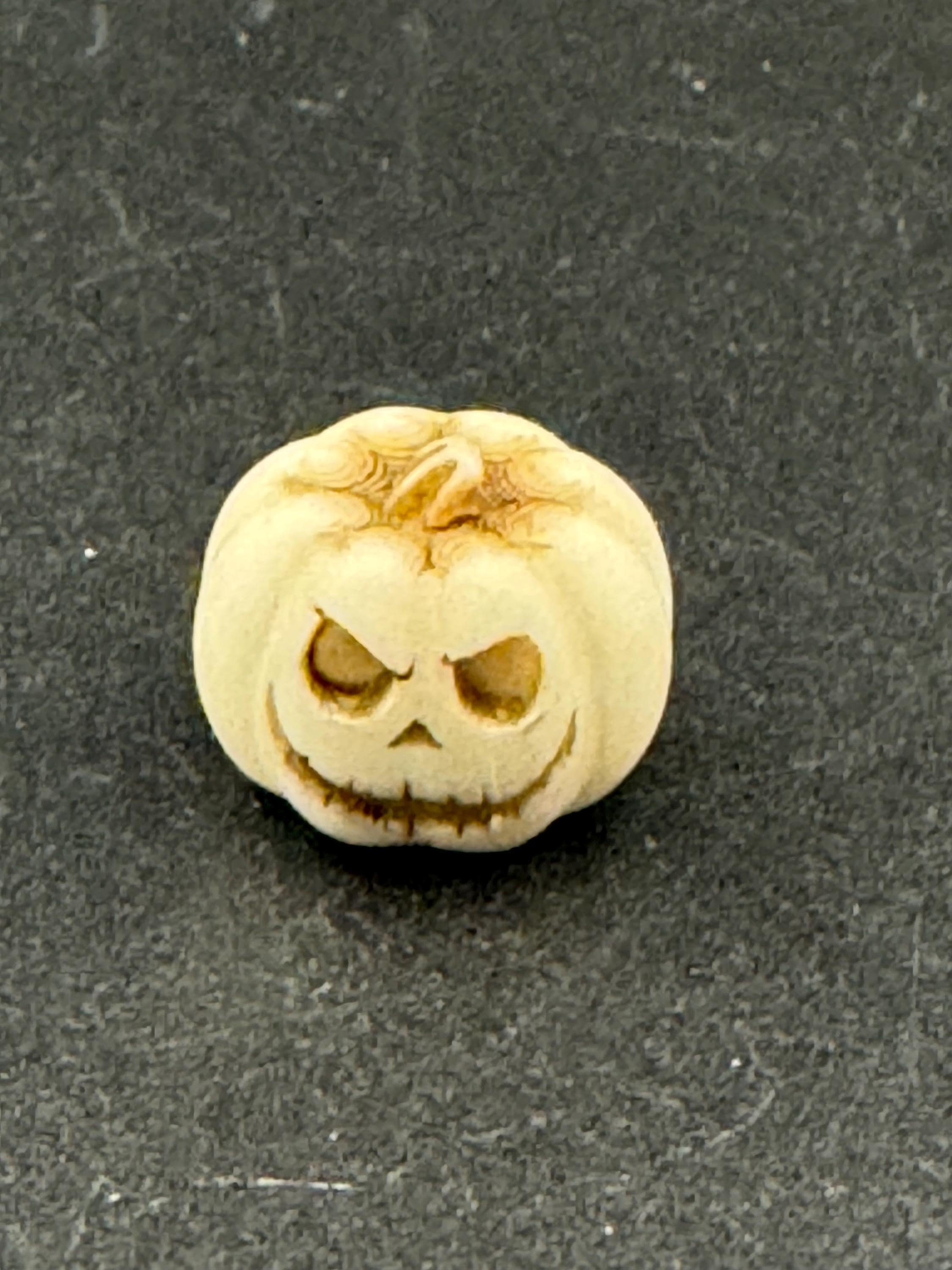 set of 3 miniature scary pumpkin cake topper decorations, craft scenery, dollhouse