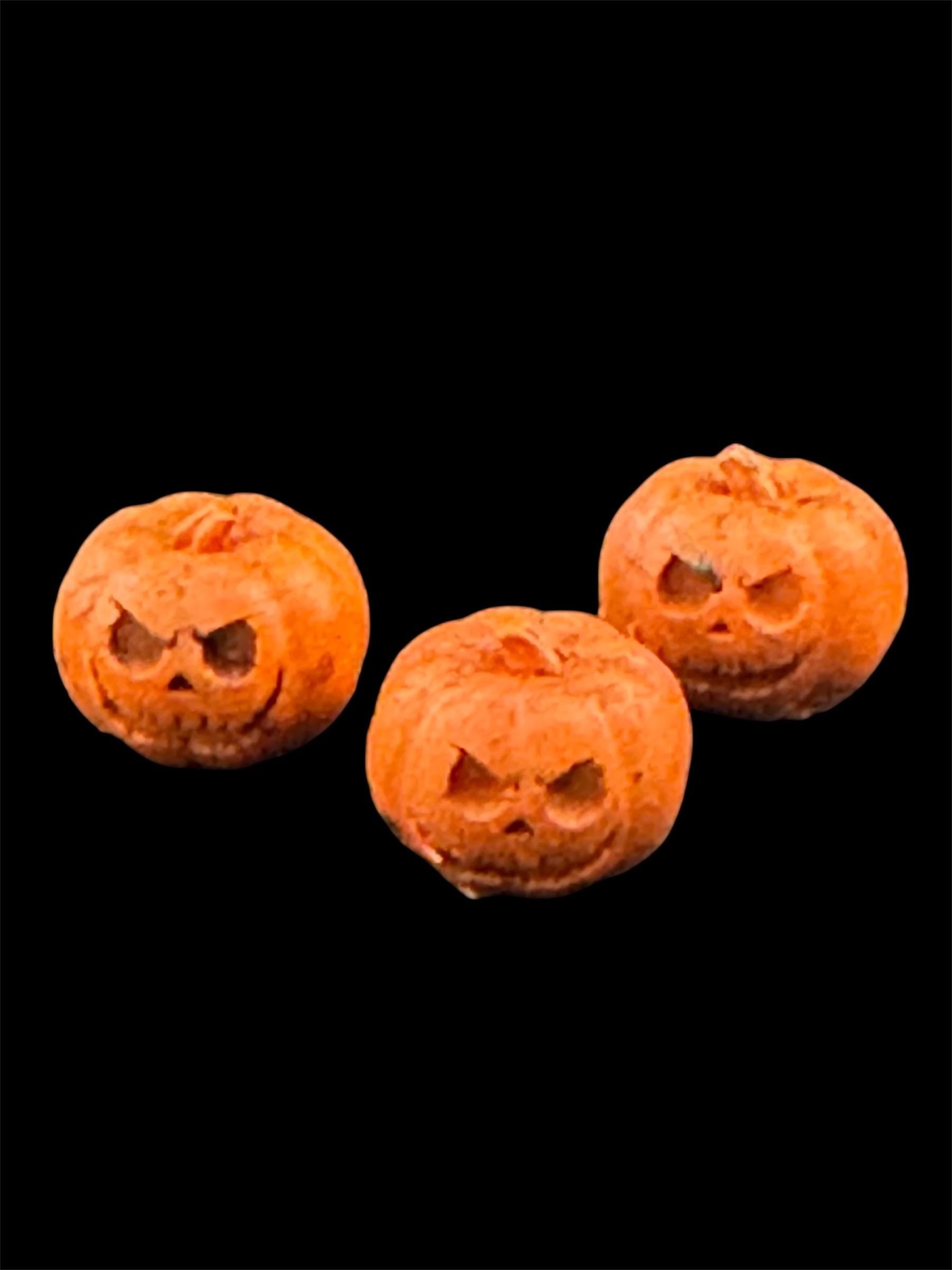 set of 3 miniature scary pumpkin cake topper decorations, craft scenery, dollhouse
