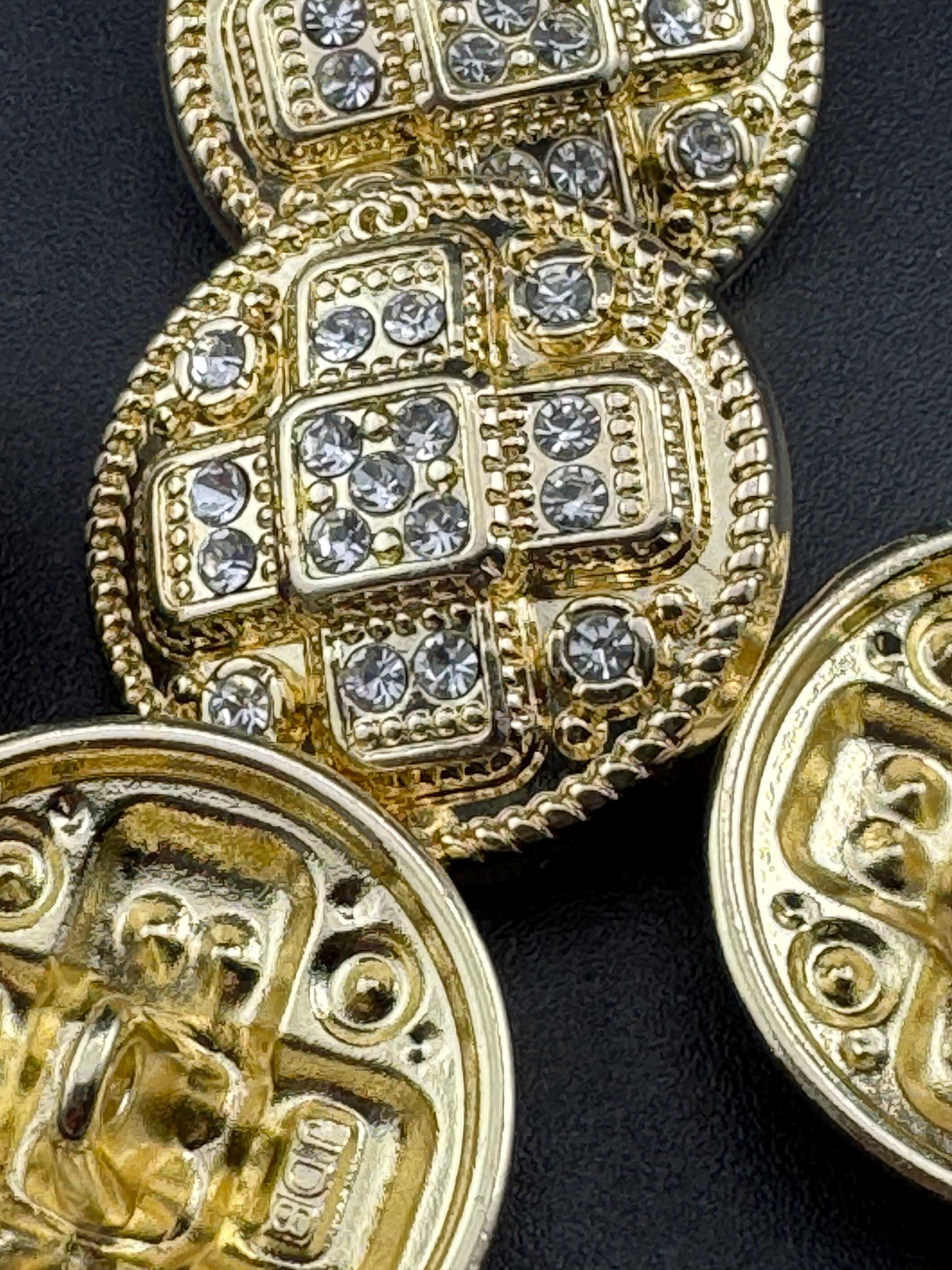 Set of 5 Gold Tone Diamanté Crystal Shank Buttons (23mm)