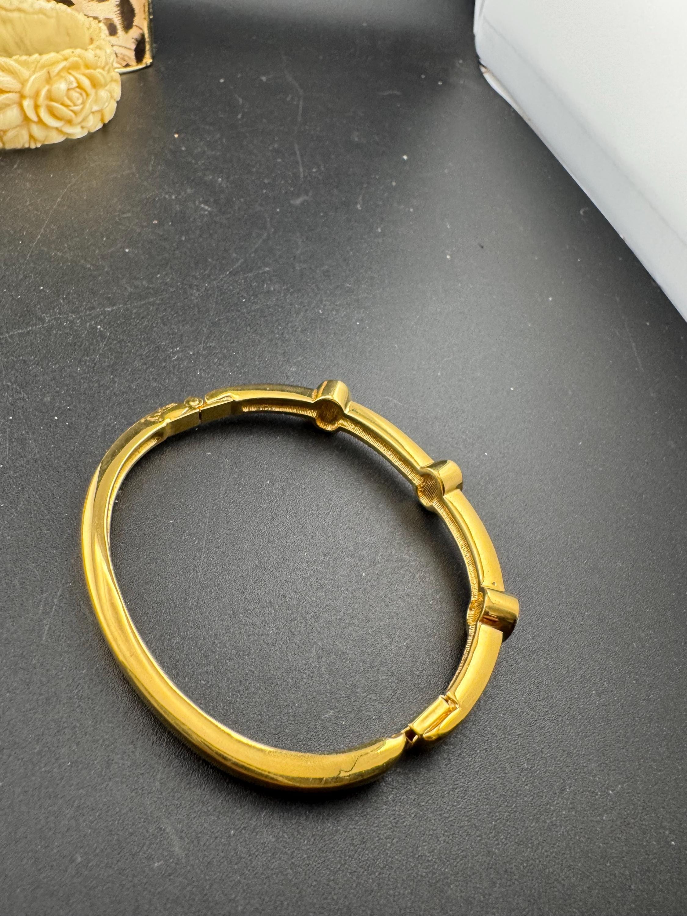 Early SAL signed swan Swarovski bangle crystal wide gold plated designer clamper bracelet