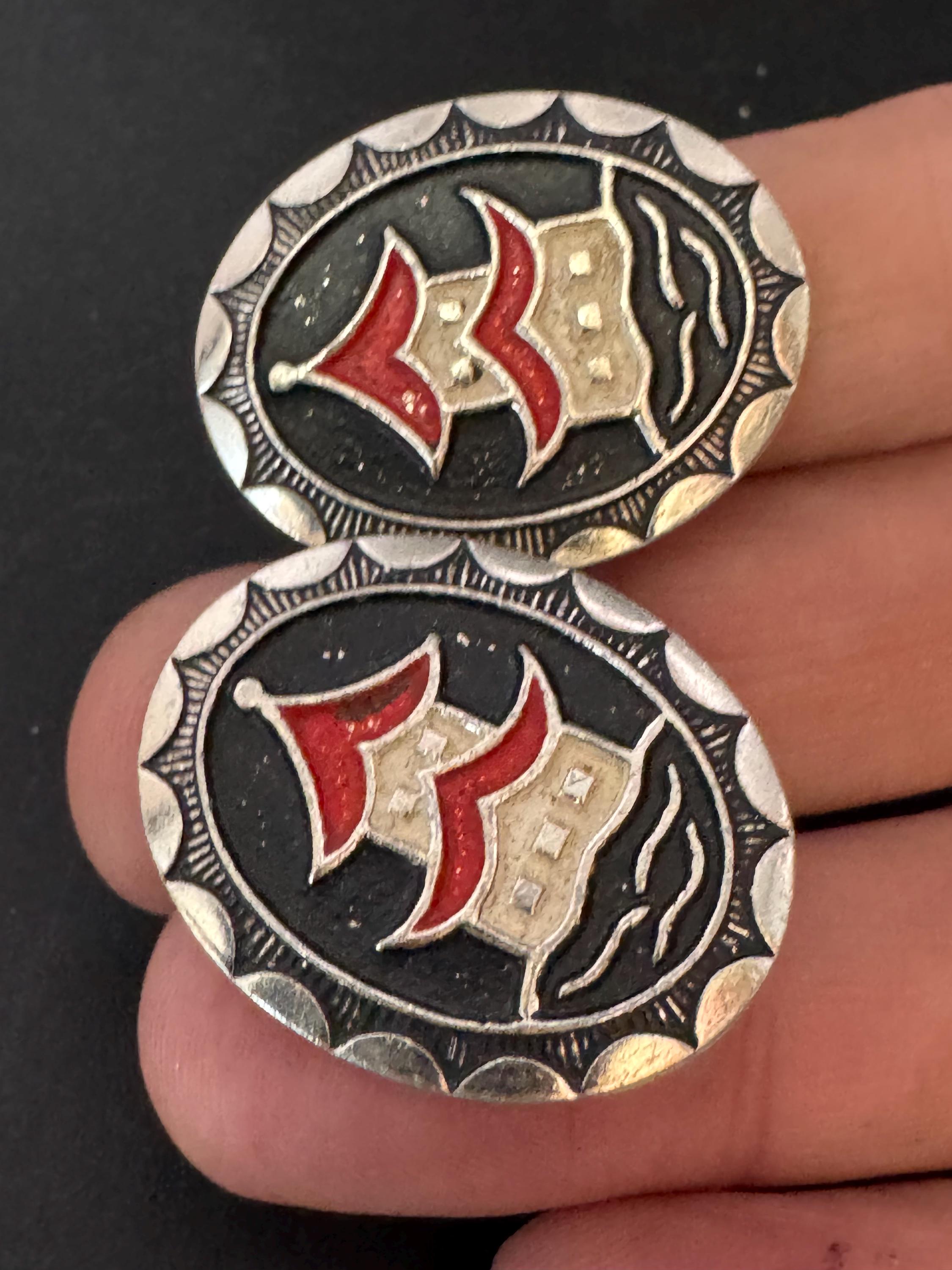 Novelty Japanese enamel pagoda clip on earrings, Eloxal lightweight