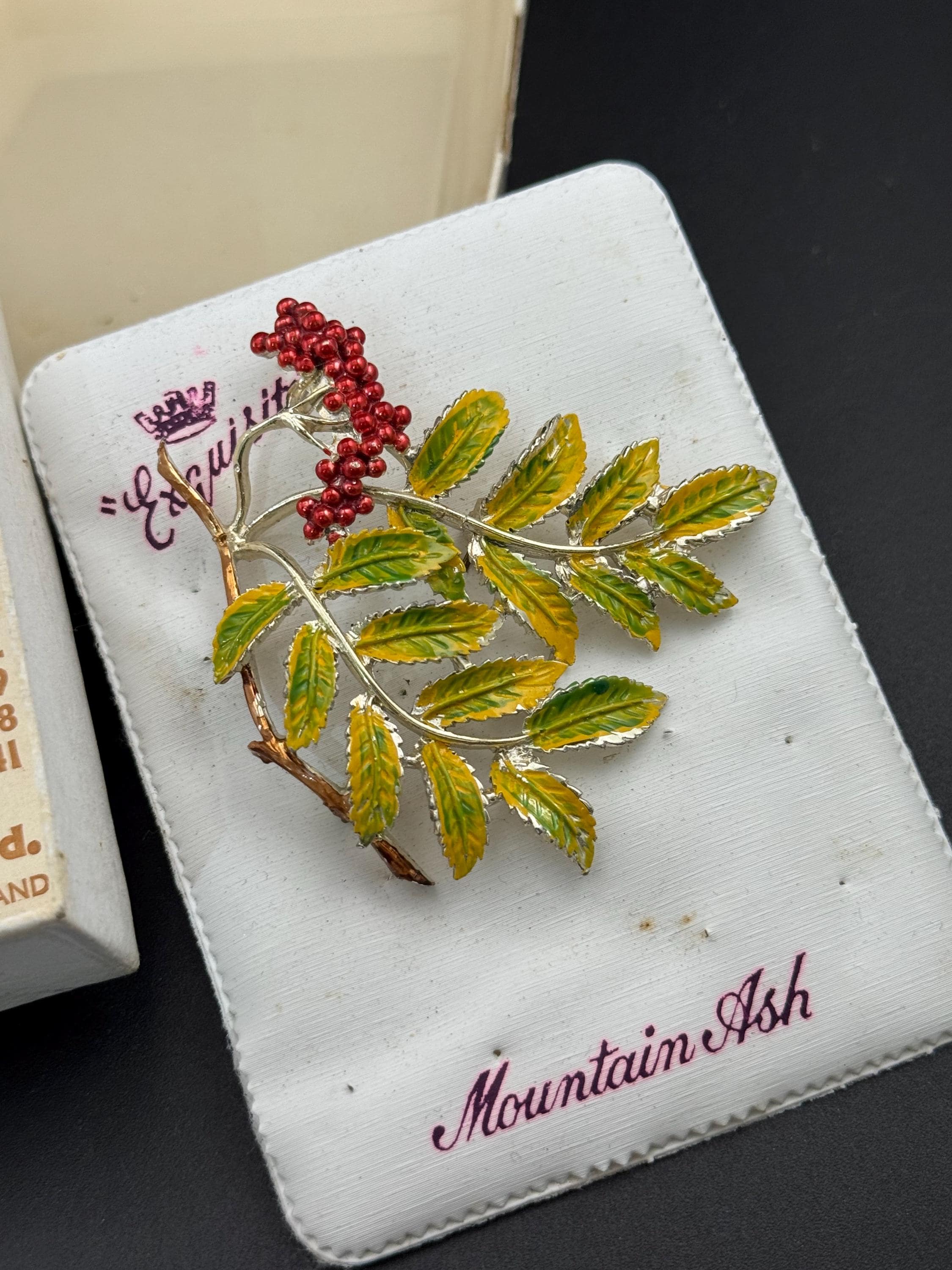 Vintage Enamel Exquisite floral mountain ash brooch, ref 5539