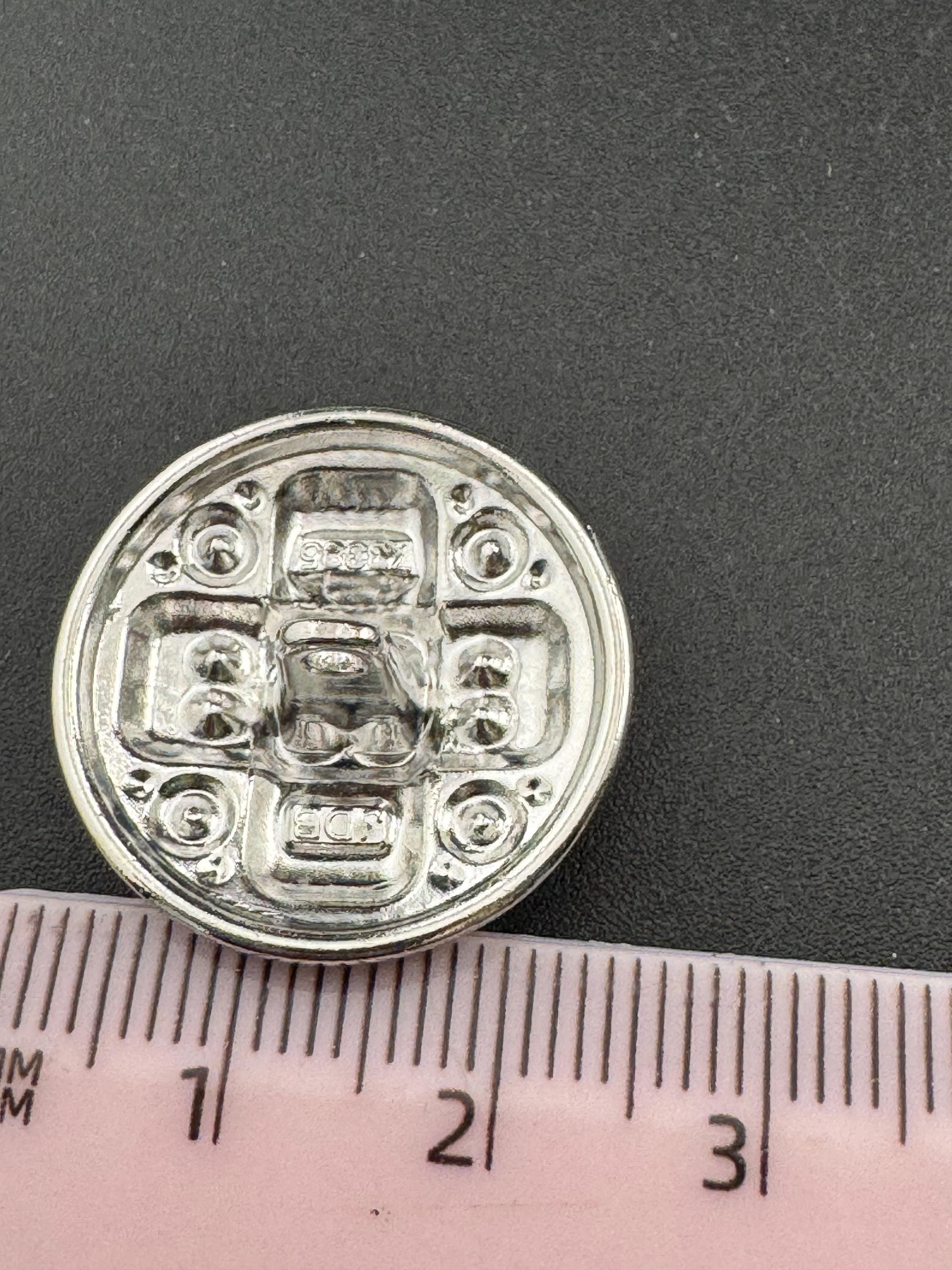 Set of 5 silver Tone Diamanté Crystal Shank Buttons (23mm)
