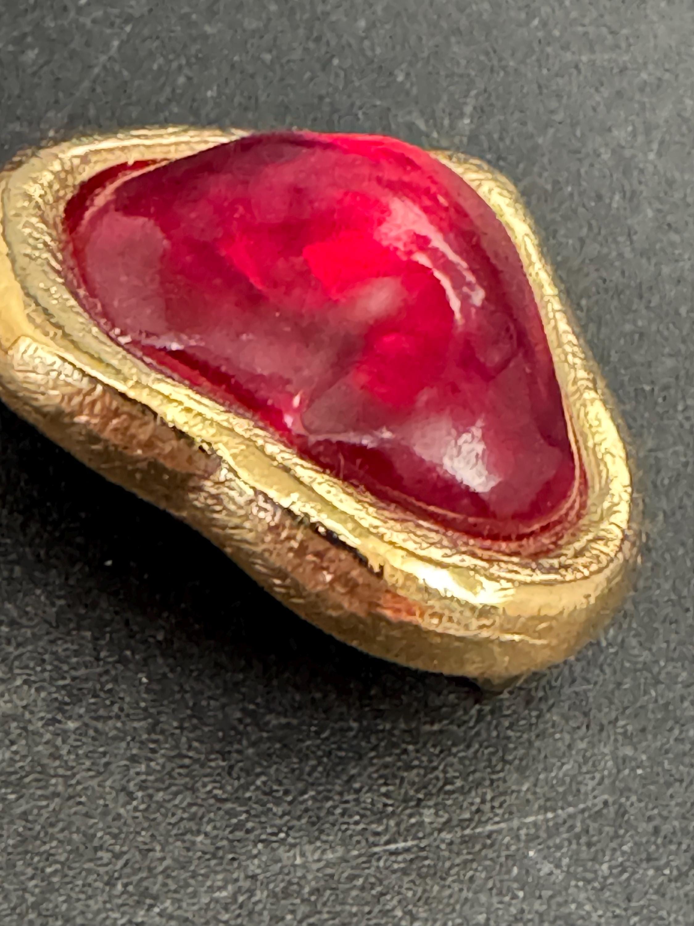 YSL Yves Saint Laurent red love heart brooch, vintage designer jewellery