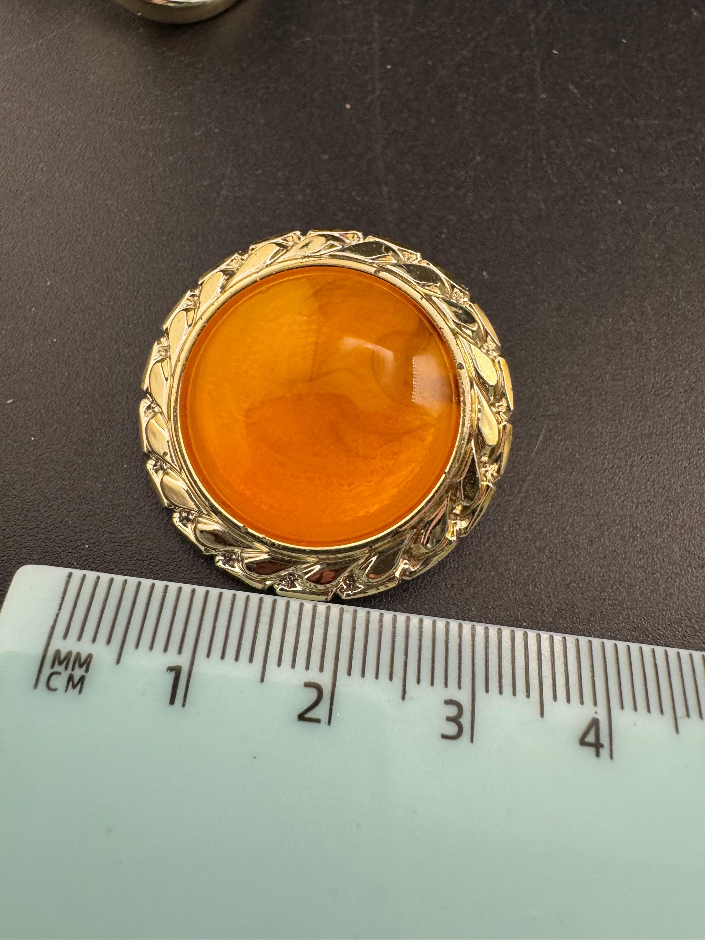 Oversized orange plastic 3cm cabochon large clip on earrings