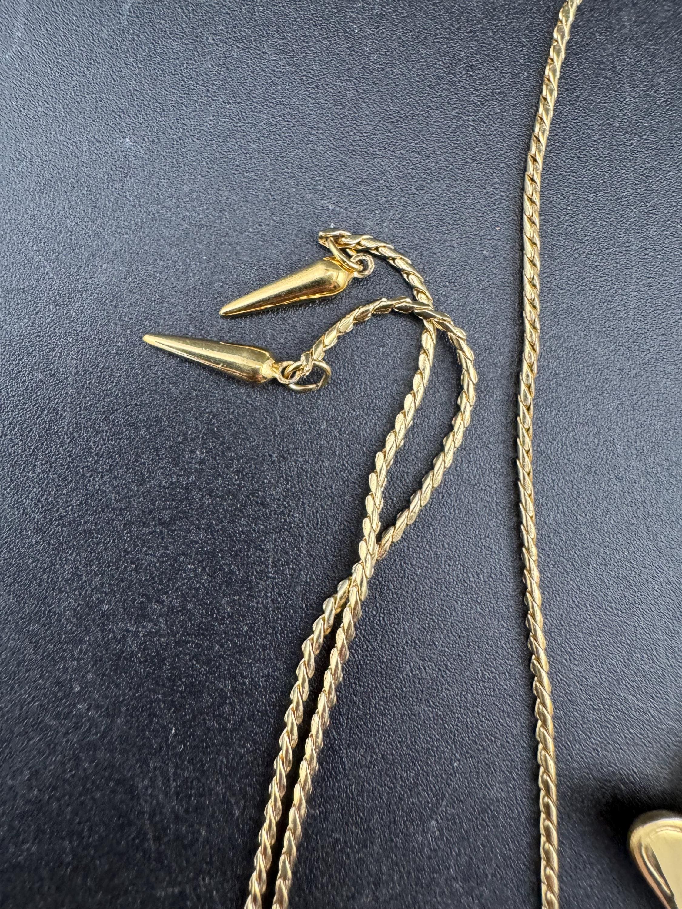 Signed D’orlan gold plated cowboy hat lariat drop bolo necklace