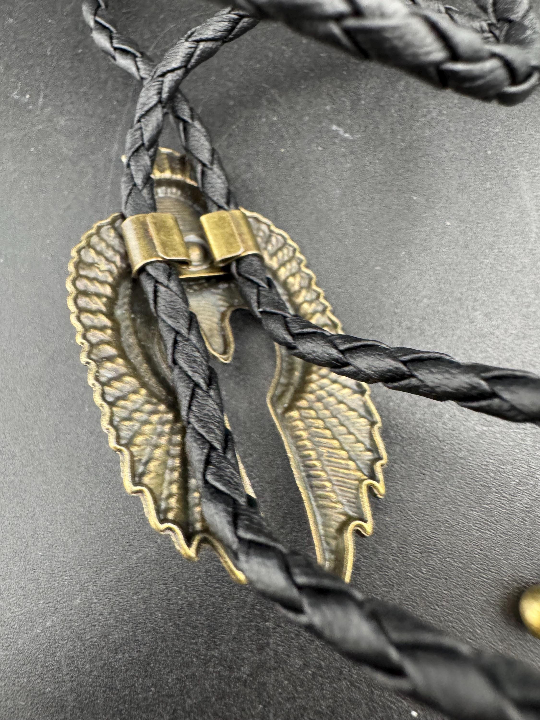 Retro gold tone south western style bolo necklace with turquoise stone on a  leather cord