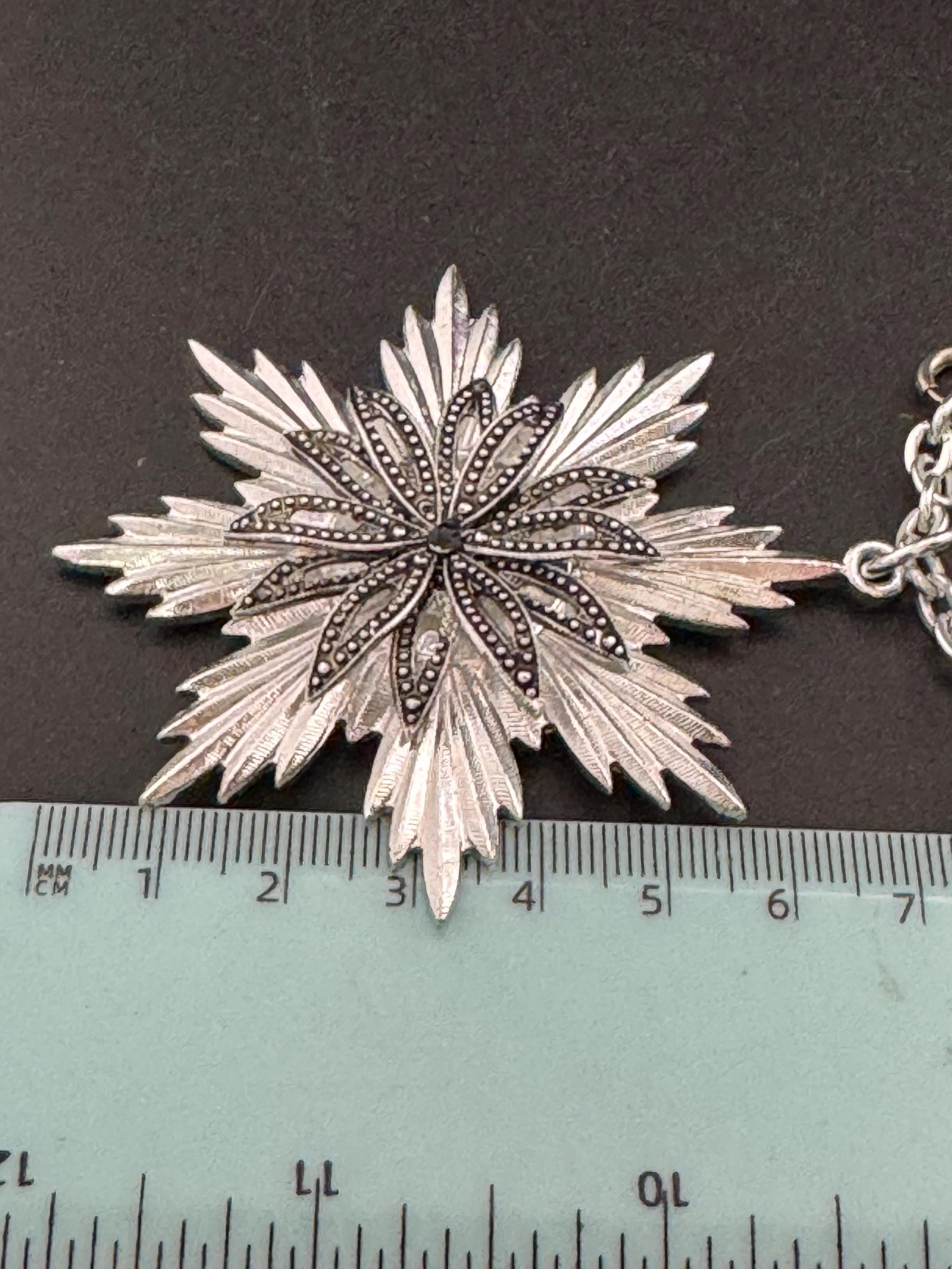 Vintage Eloxal aluminium Modernist snowflake pendant necklace , 1970s