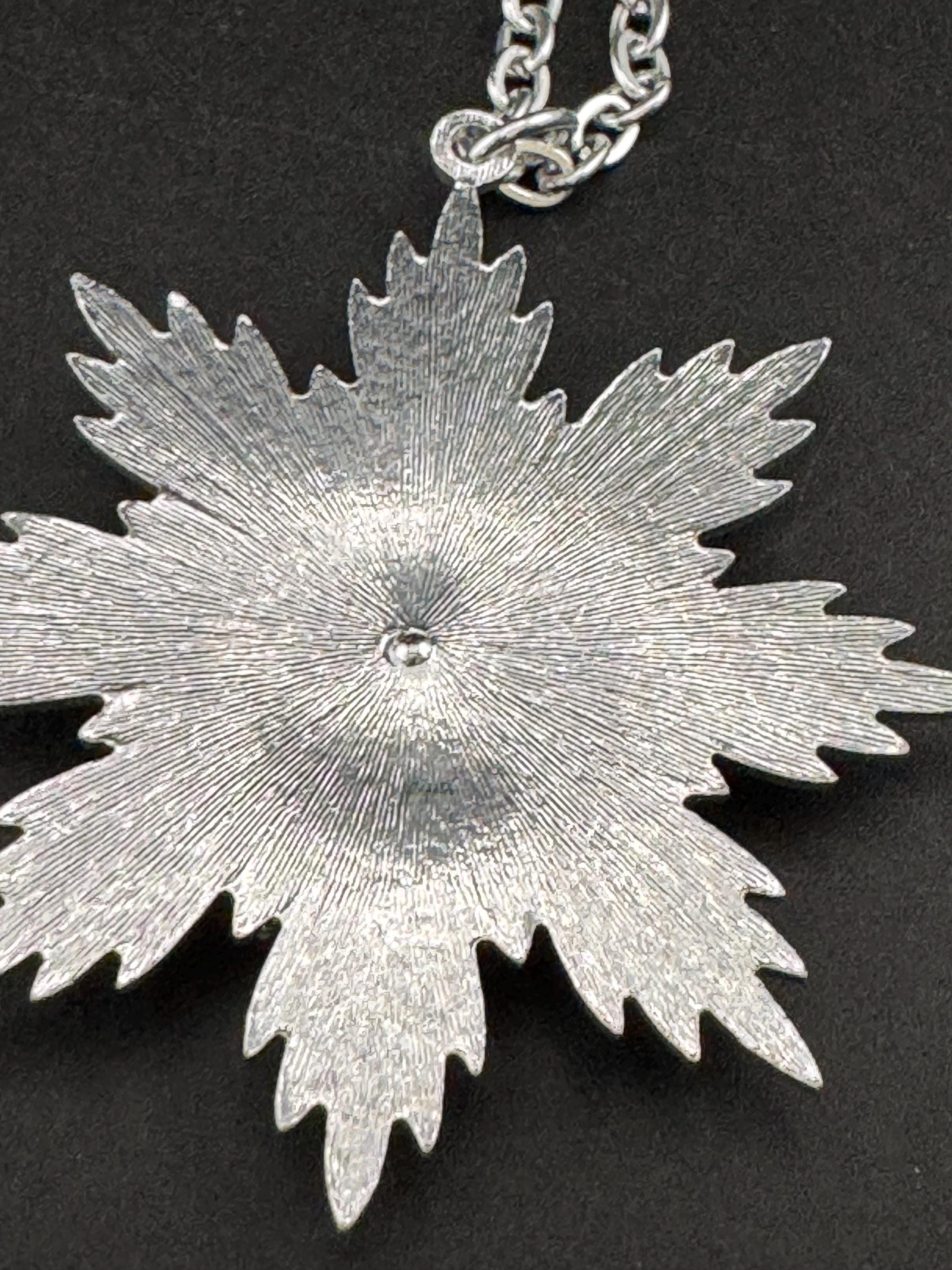 Vintage Eloxal aluminium Modernist snowflake pendant necklace , 1970s