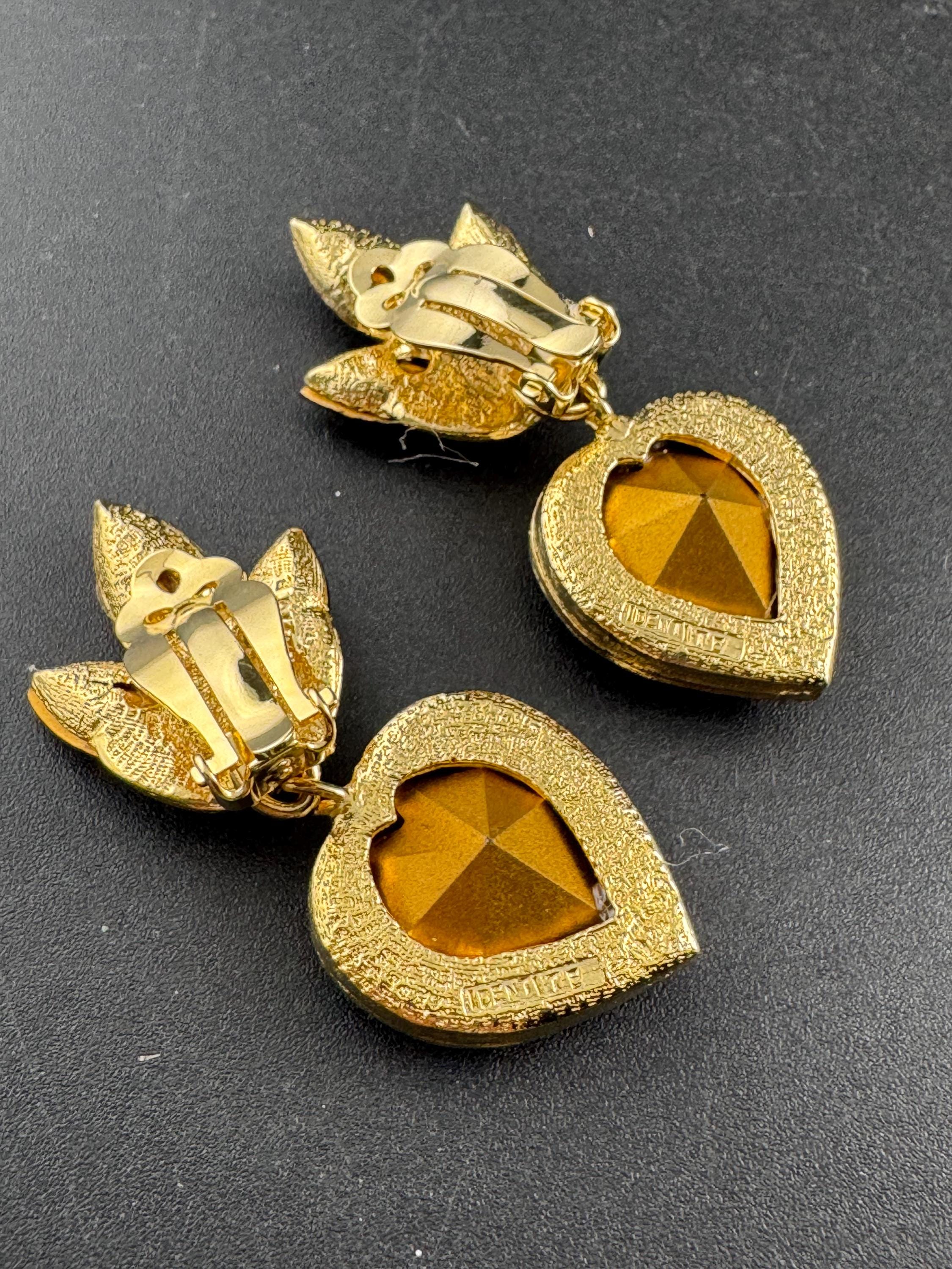 Vintage 1980s Swarovski Crystal dangly Earrings: Gold Tone Purple Crystal