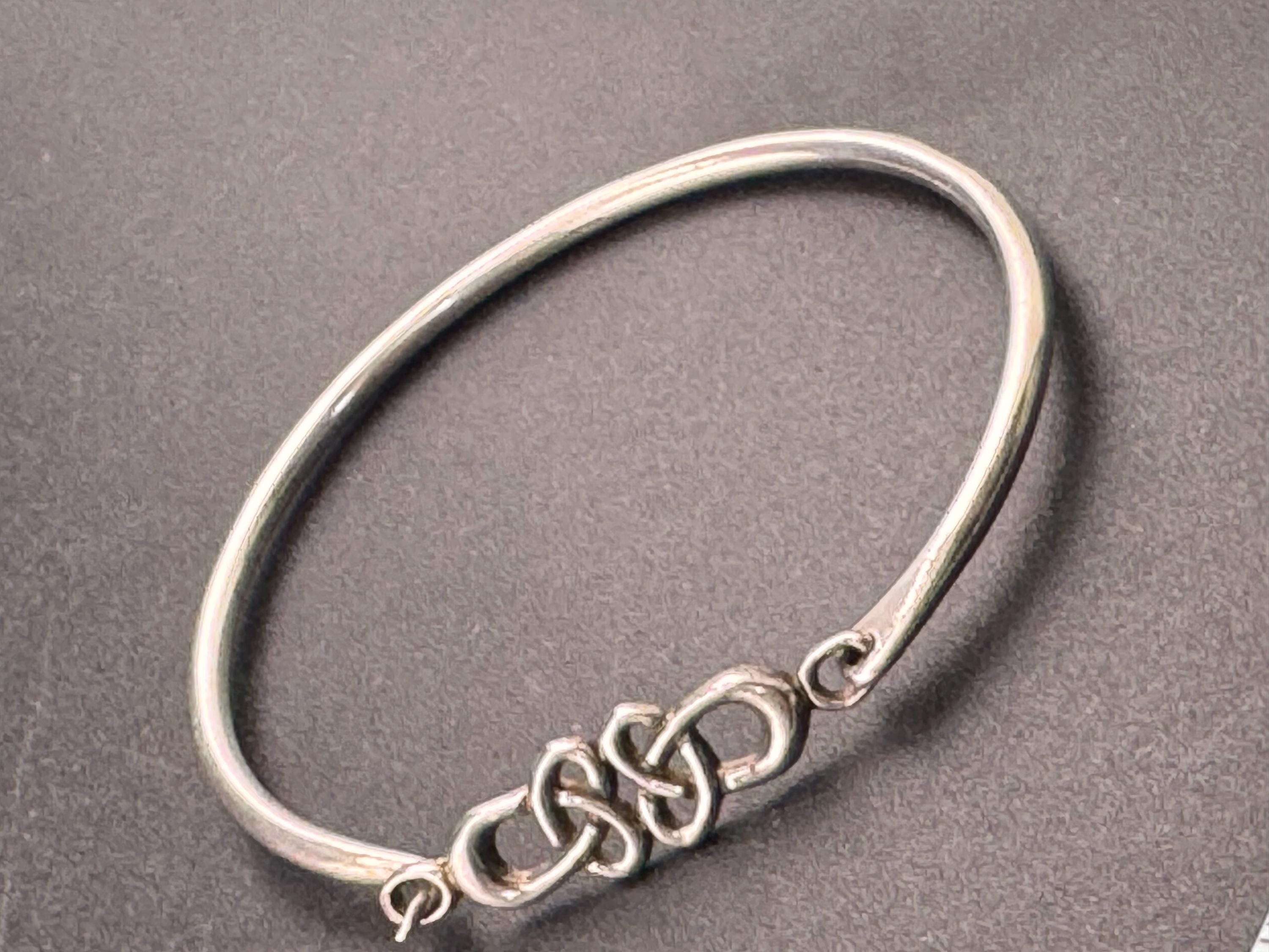 Vintage Art Nouveau 925 Silver Celtic bangle bracelet Rennie Mackintosh style Arts & Crafts style
