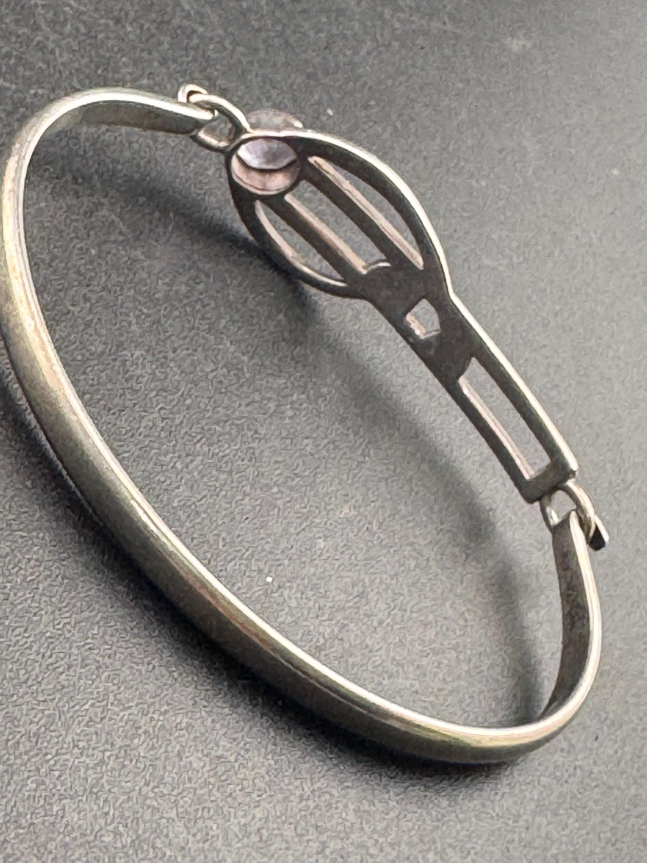 Vintage sterling Silver and amethyst bangle amethyst bracelet, Rennie Mackintosh style HO full hallmarks