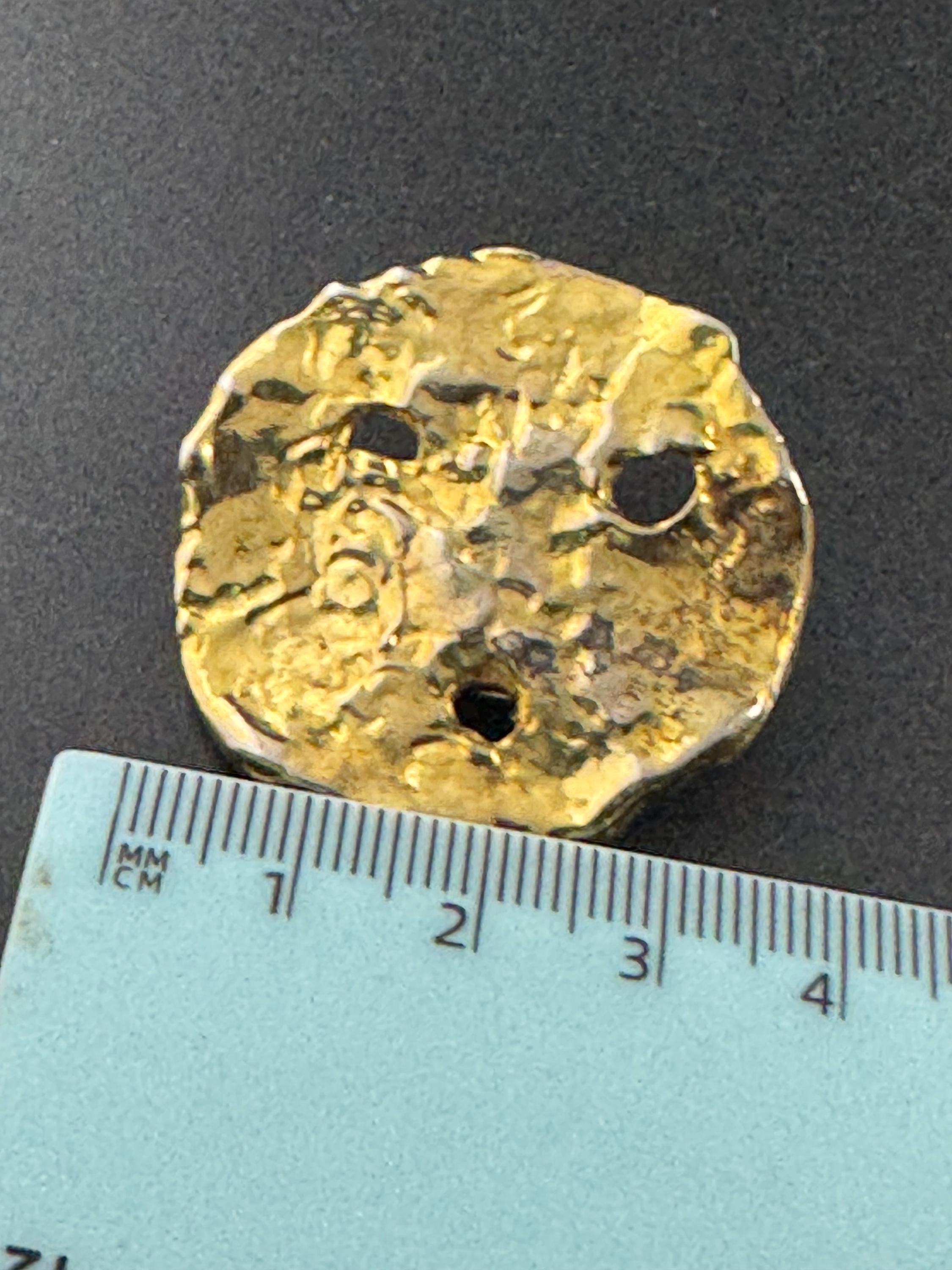 Vintage 3.5cm flat big disc clip on earrings, oversized gold tone