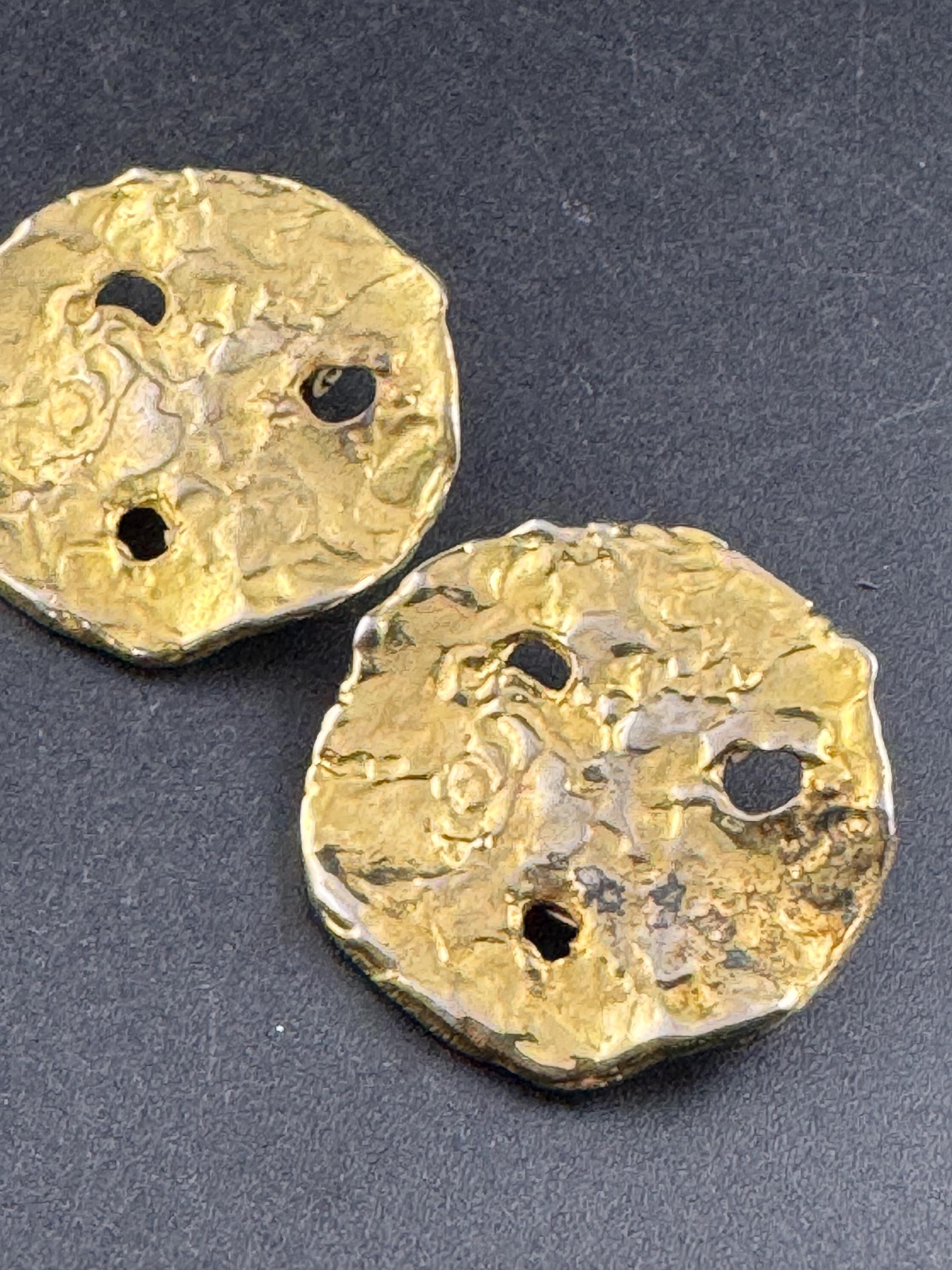 Vintage 3.5cm flat big disc clip on earrings, oversized gold tone
