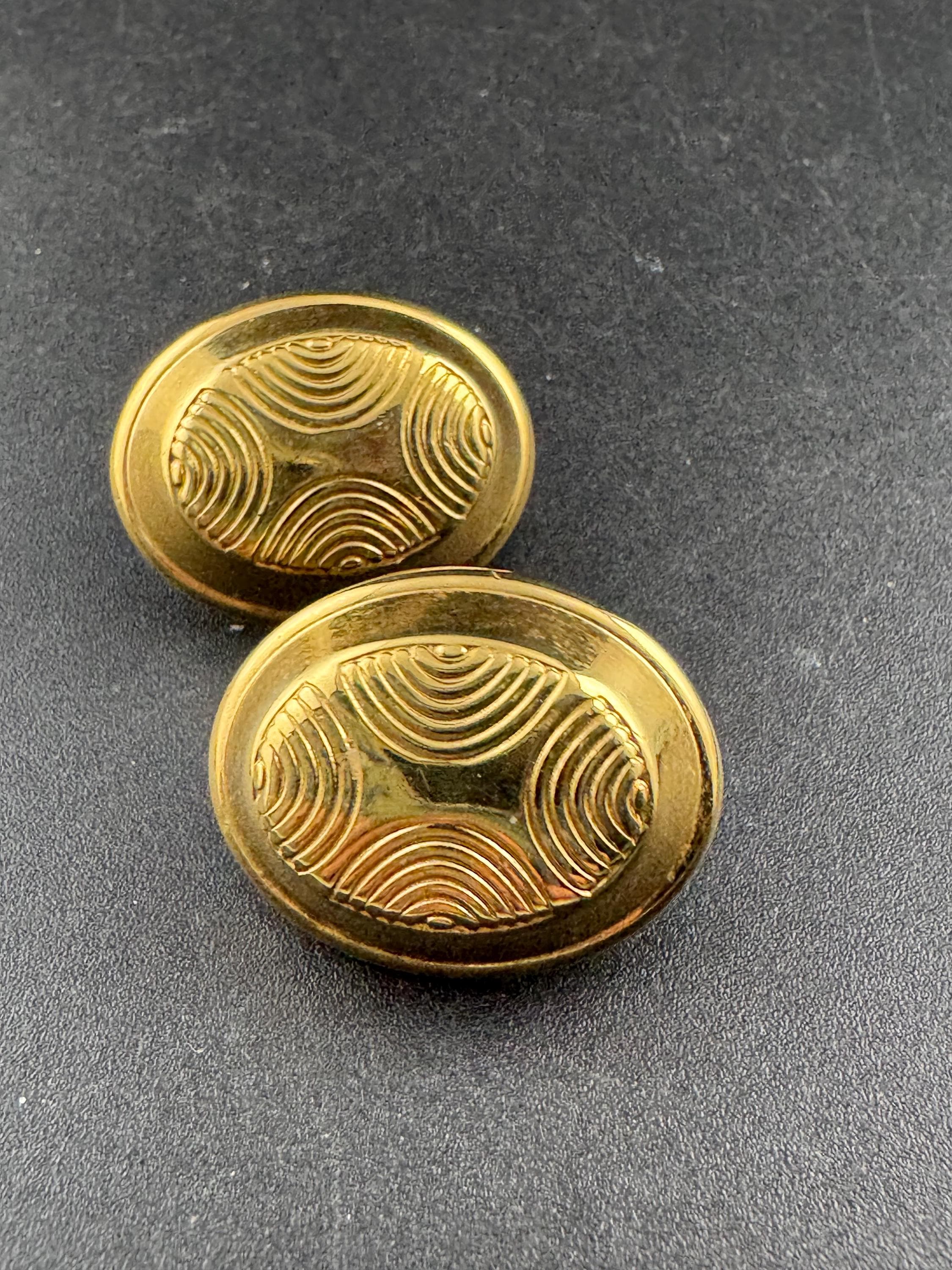 Vintage modernist oval pierced stud  Earrings: gold tone